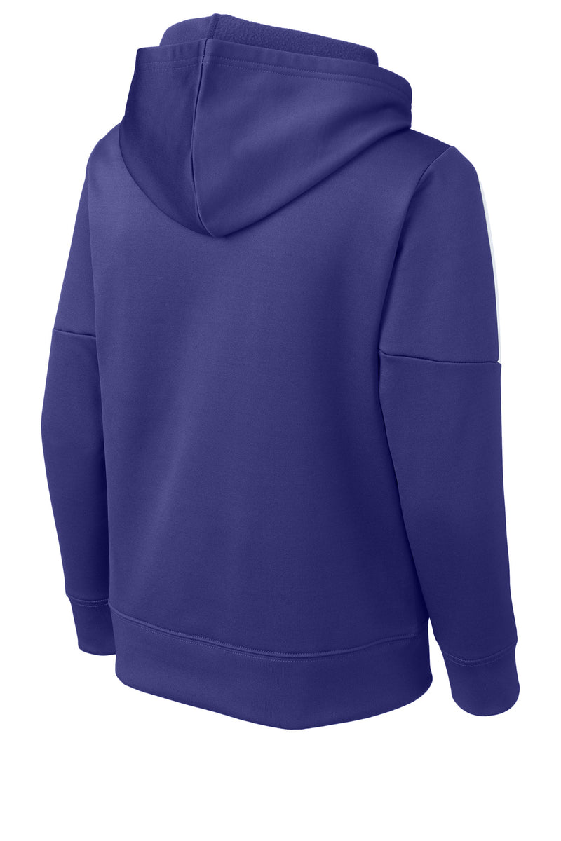 Sport-Tek Youth Sport-Wick Fleece United Pullover Hoodie - Purple/ White