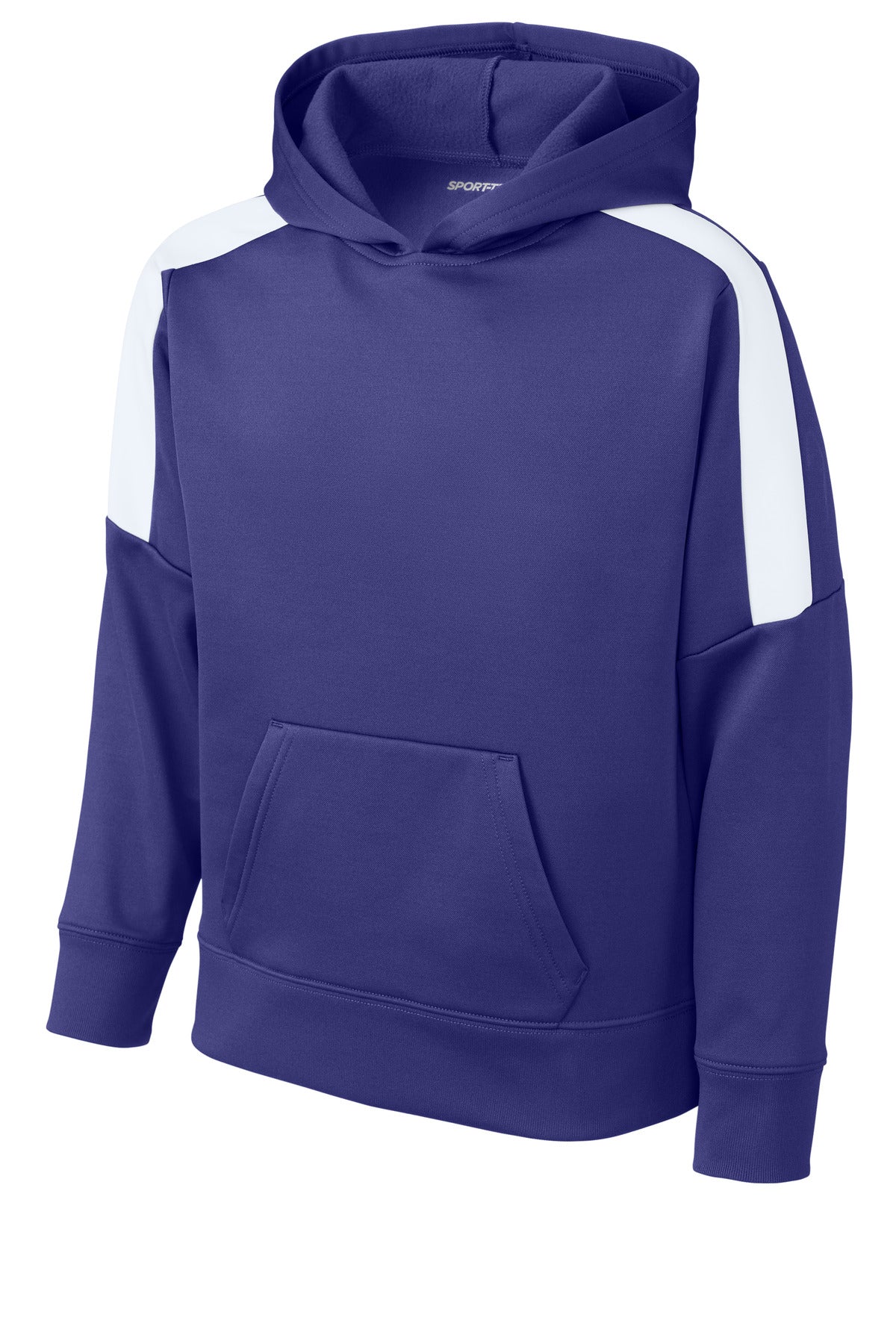 Sport-Tek Youth Sport-Wick Fleece United Pullover Hoodie - Purple/ White