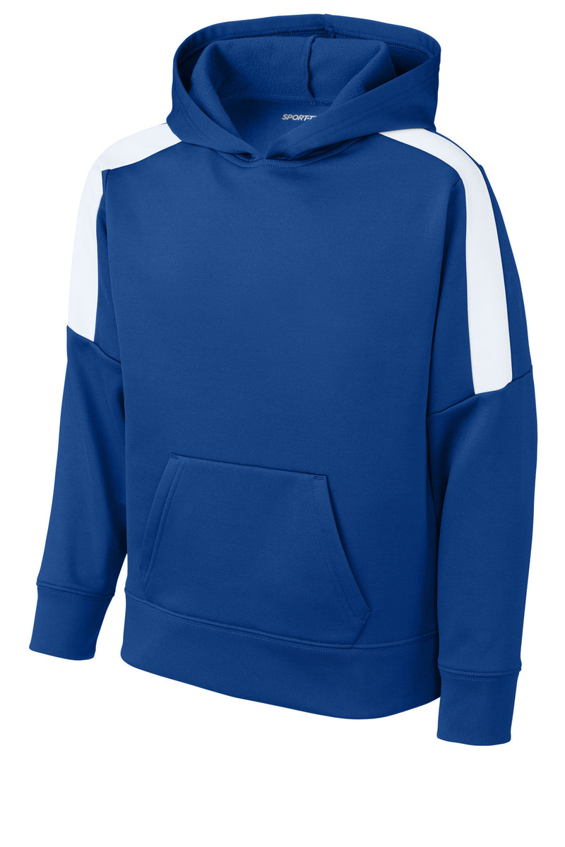 Sport-Tek Youth Sport-Wick Fleece United Pullover Hoodie - True Royal/ White