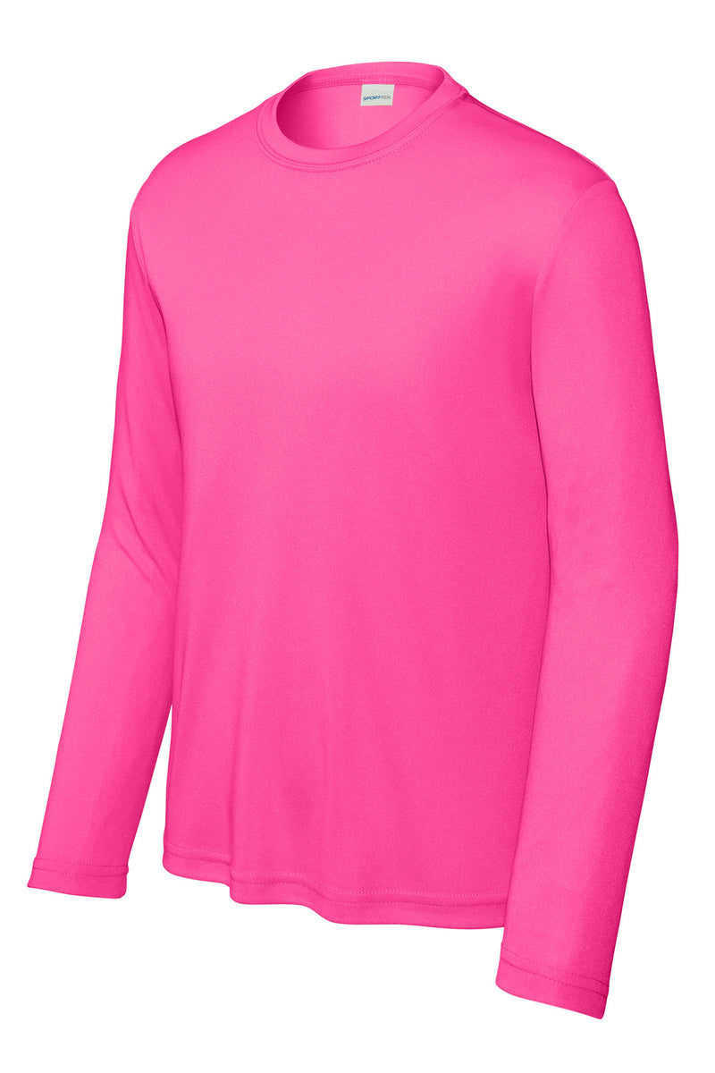 Sport-Tek Youth Long Sleeve PosiCharge Competitor Tee - Neon Pink