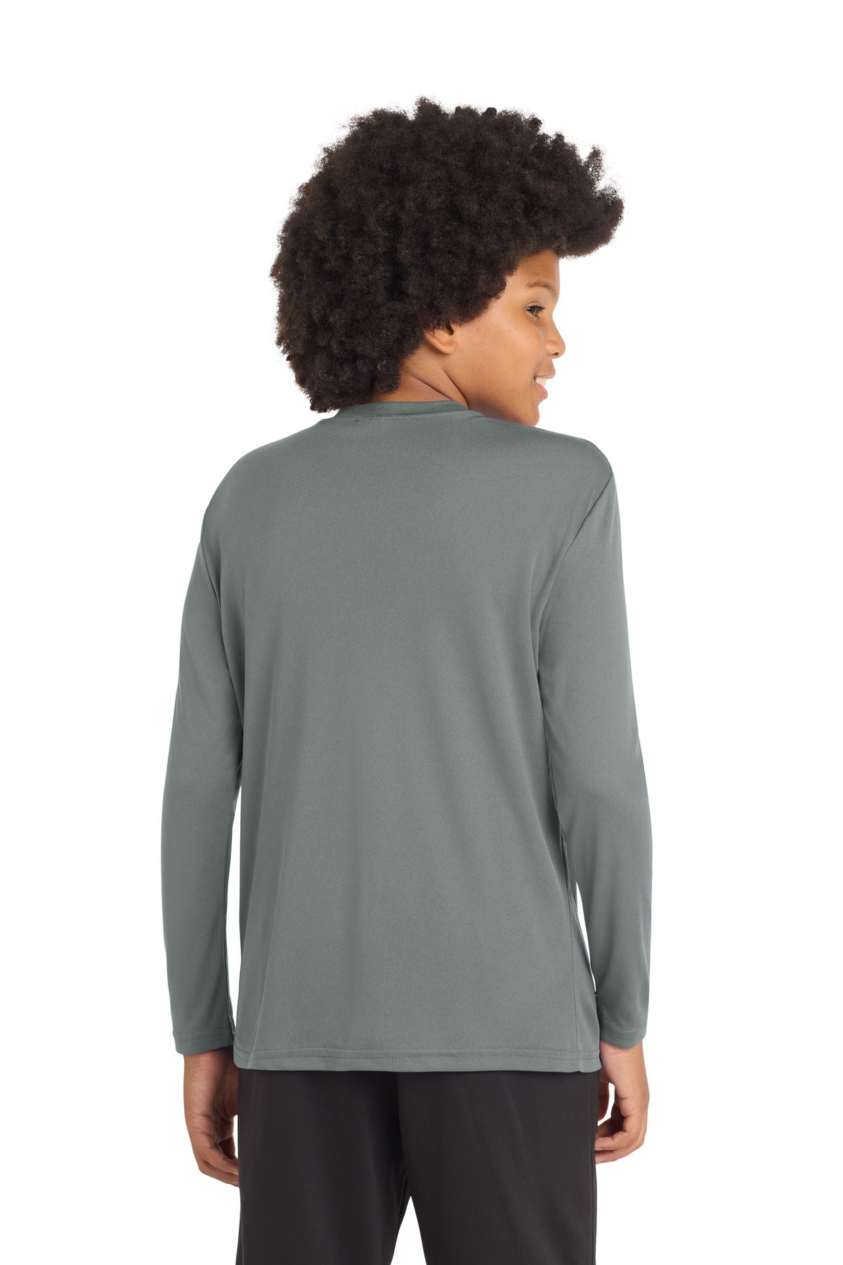 Sport-Tek Youth Long Sleeve PosiCharge Competitor Tee - Grey Concrete