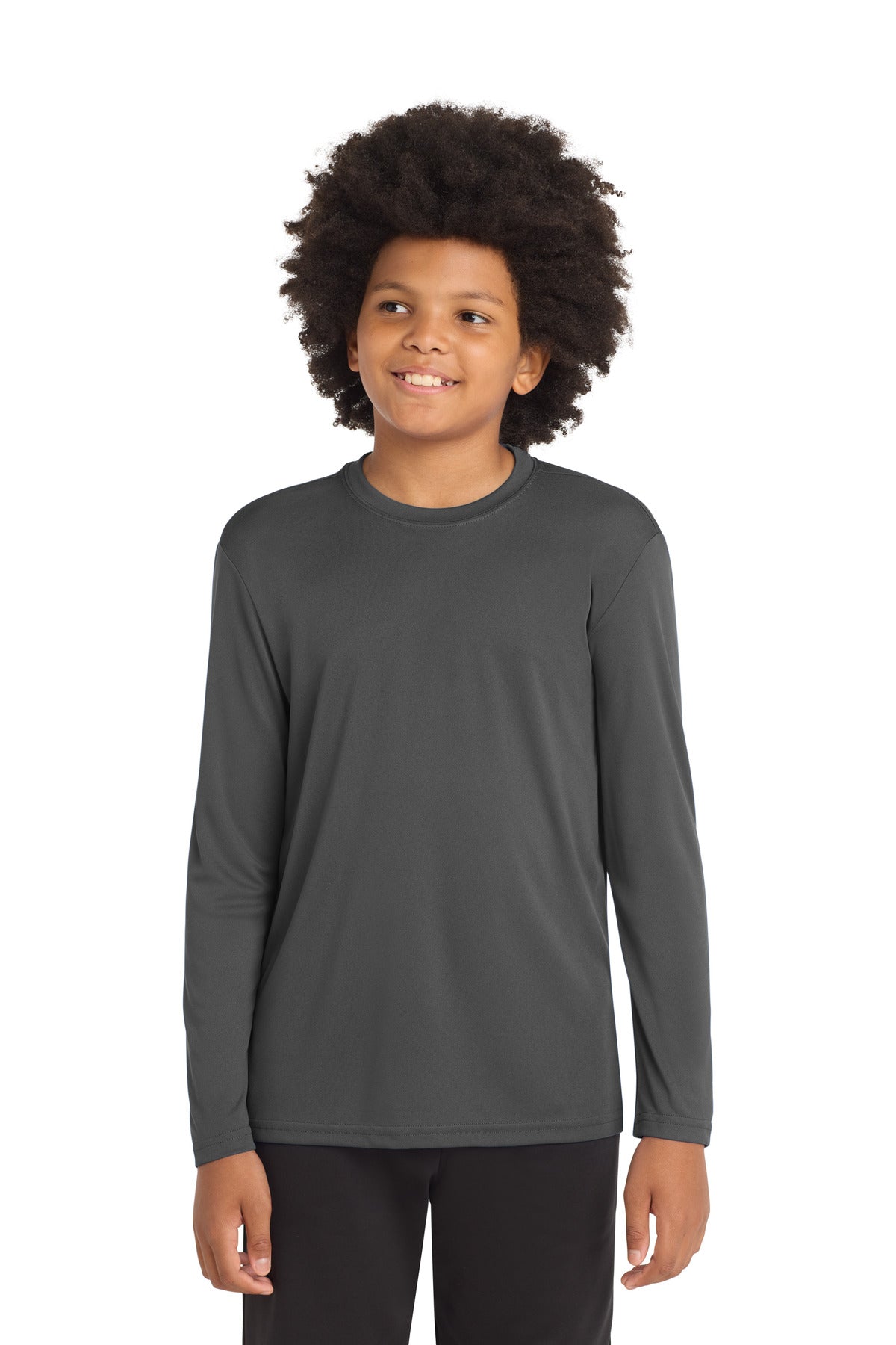 Sport-Tek Youth Long Sleeve PosiCharge Competitor Tee - Iron Grey