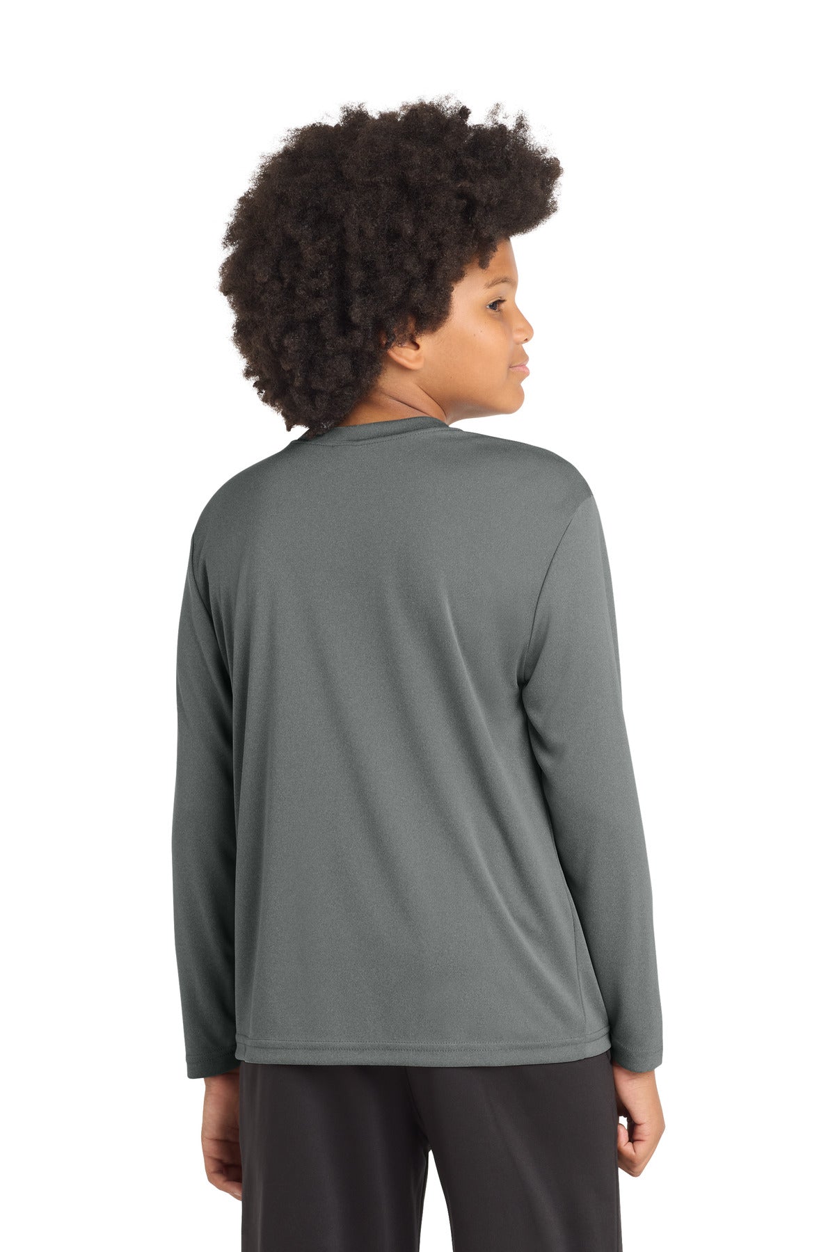 Sport-Tek Youth Long Sleeve PosiCharge Competitor Tee - Iron Grey Heather