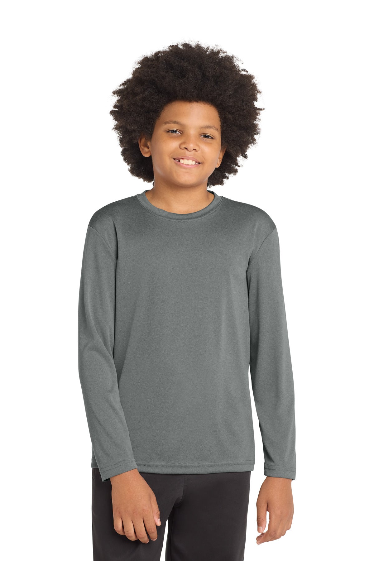 Sport-Tek Youth Long Sleeve PosiCharge Competitor Tee - Iron Grey Heather