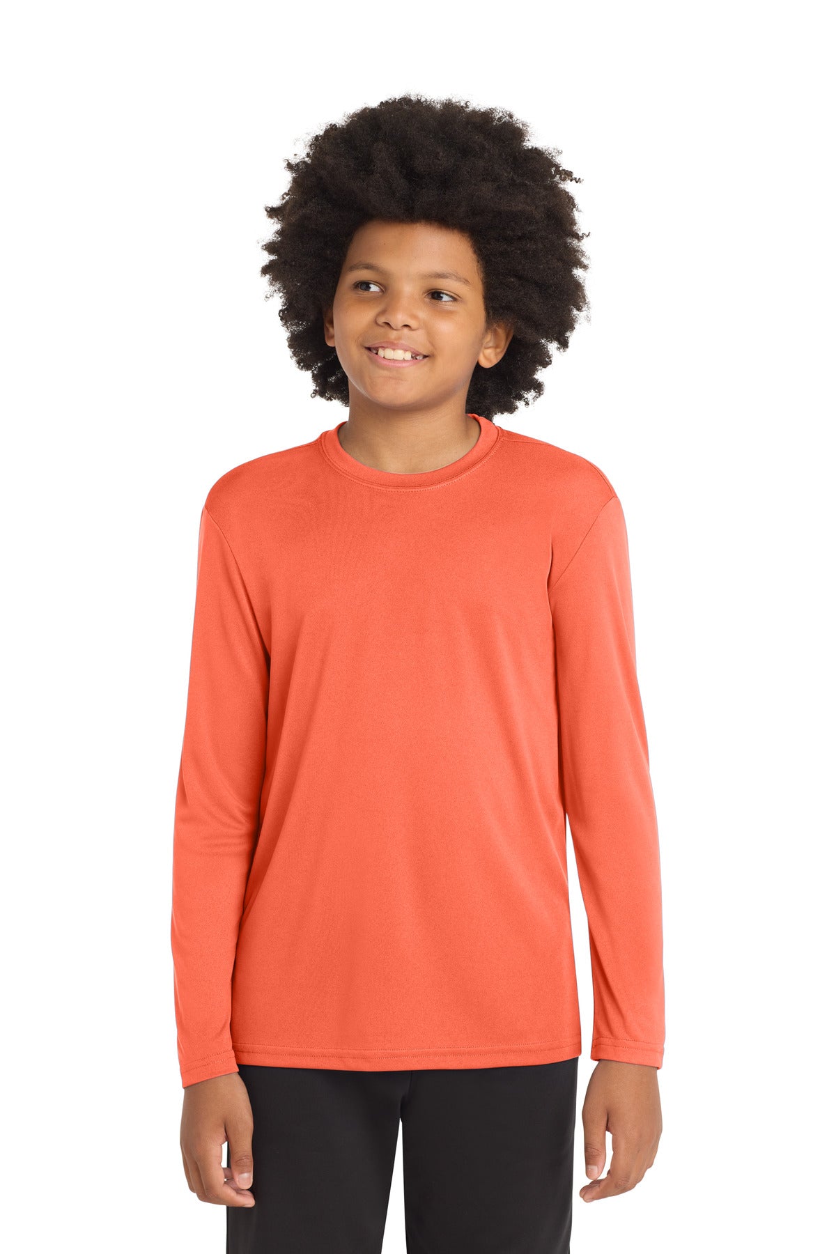 Sport-Tek Youth Long Sleeve PosiCharge Competitor Tee - Neon Orange