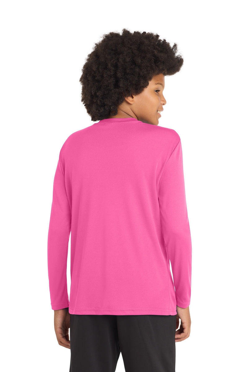 Sport-Tek Youth Long Sleeve PosiCharge Competitor Tee - Neon Pink
