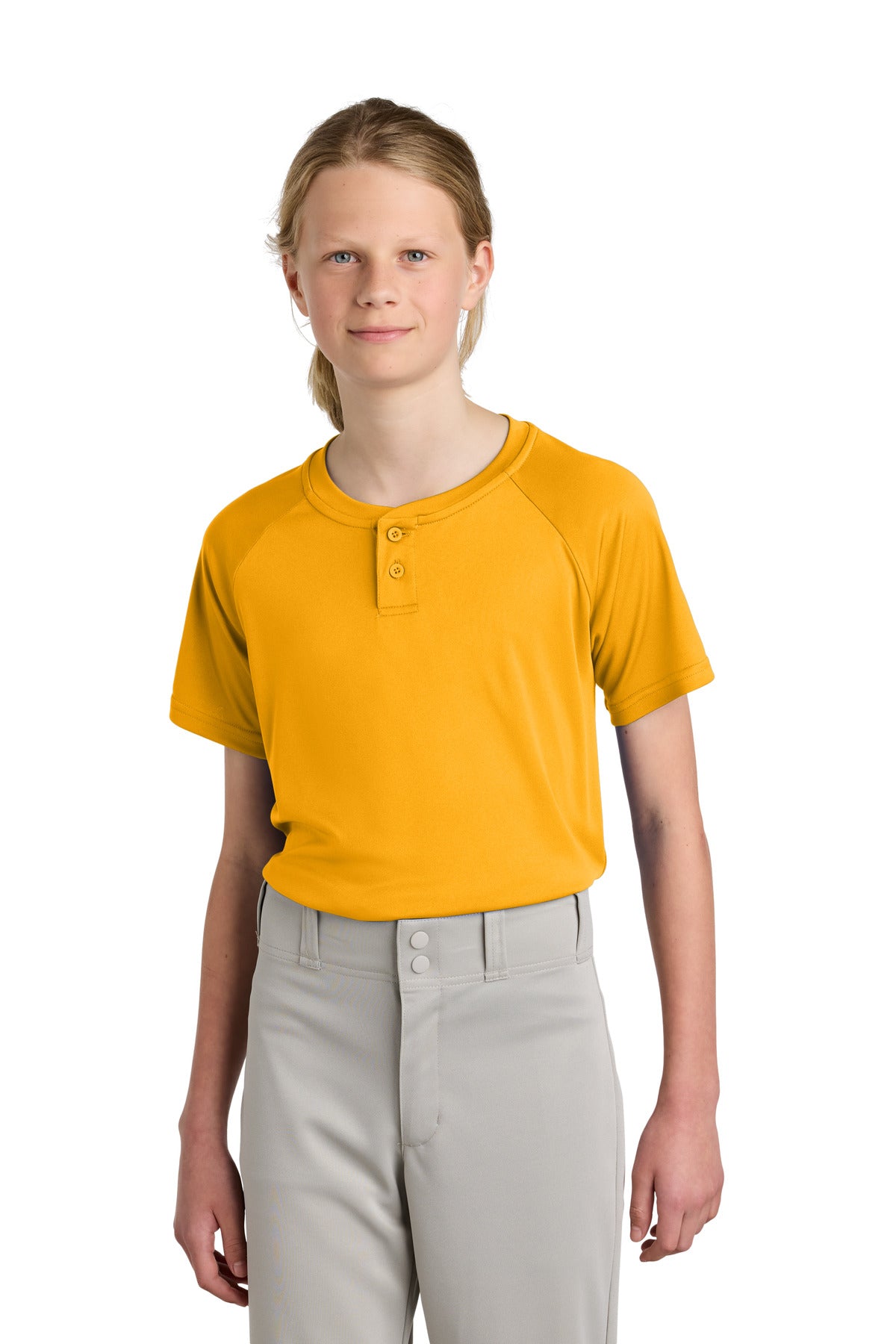 Sport-Tek Youth PosiCharge Competitor 2-Button Henley - Gold