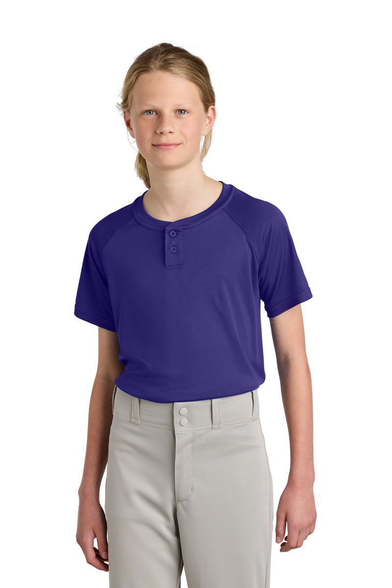 Sport-Tek Youth PosiCharge Competitor 2-Button Henley - Purple