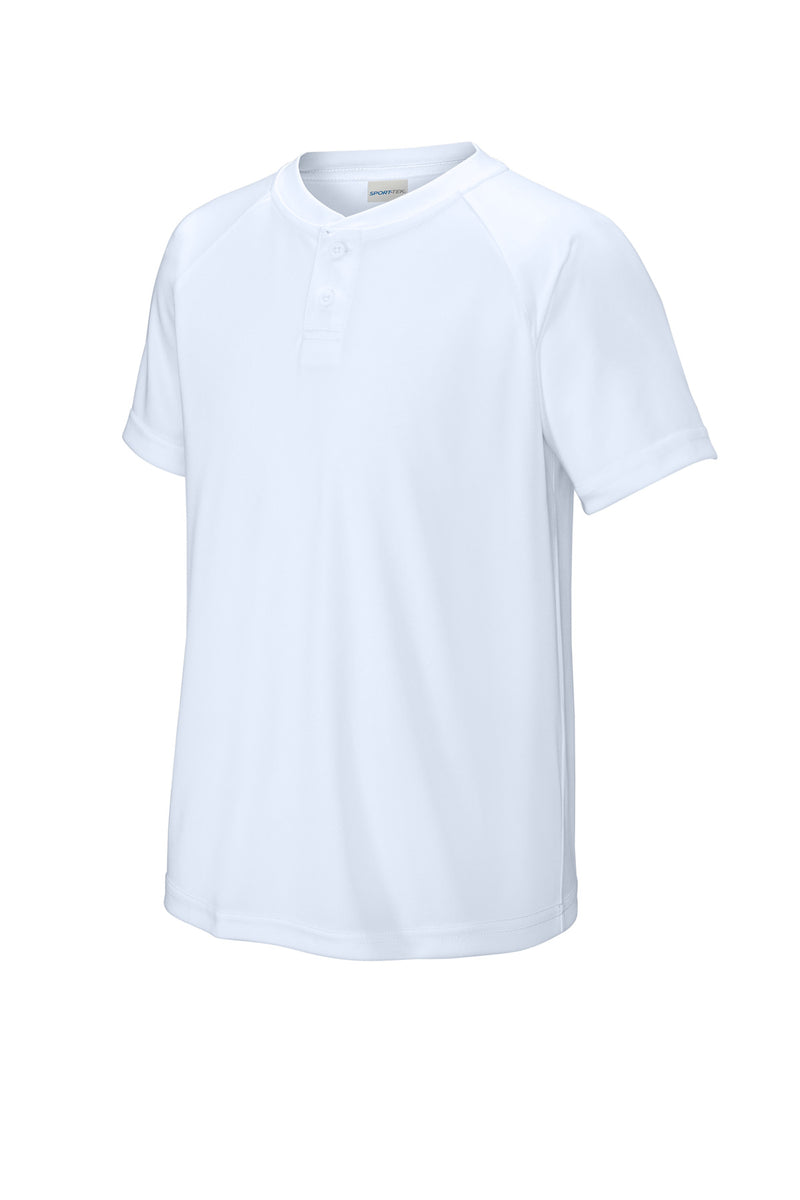 Sport-Tek Youth PosiCharge Competitor 2-Button Henley - White