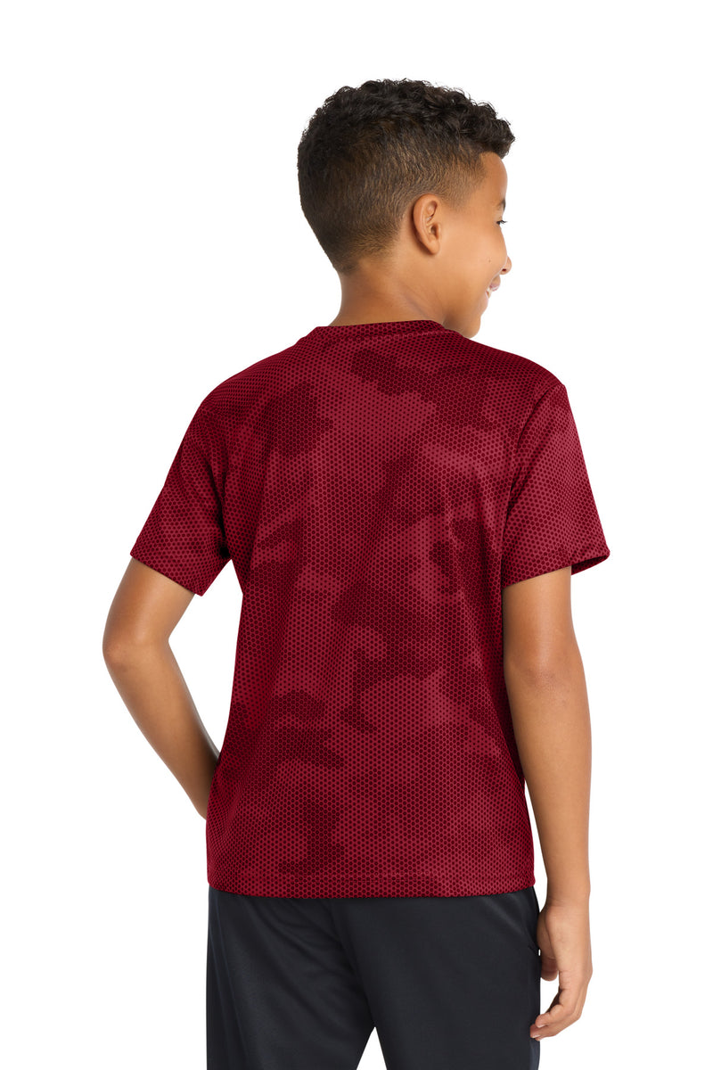 Sport-Tek Youth CamoHex Tee - Deep Red
