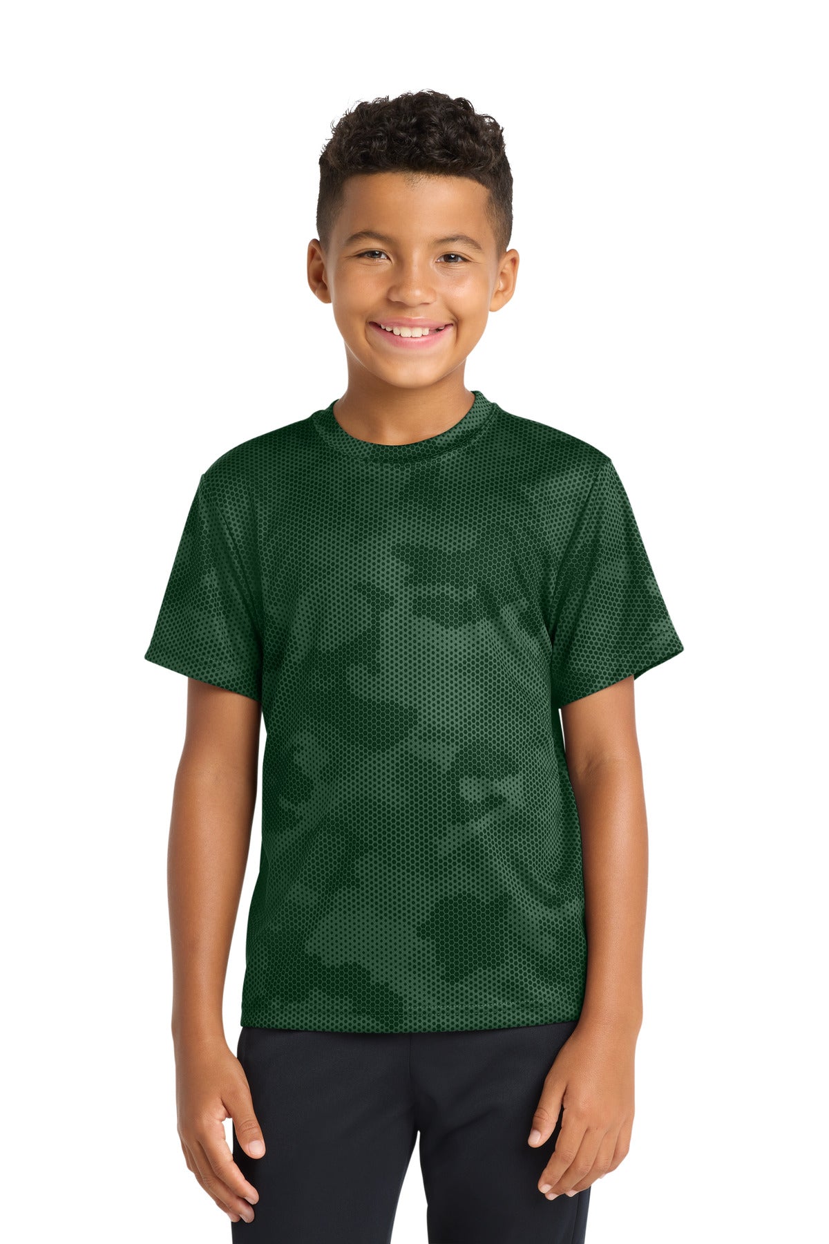 Sport-Tek Youth CamoHex Tee - Forest Green