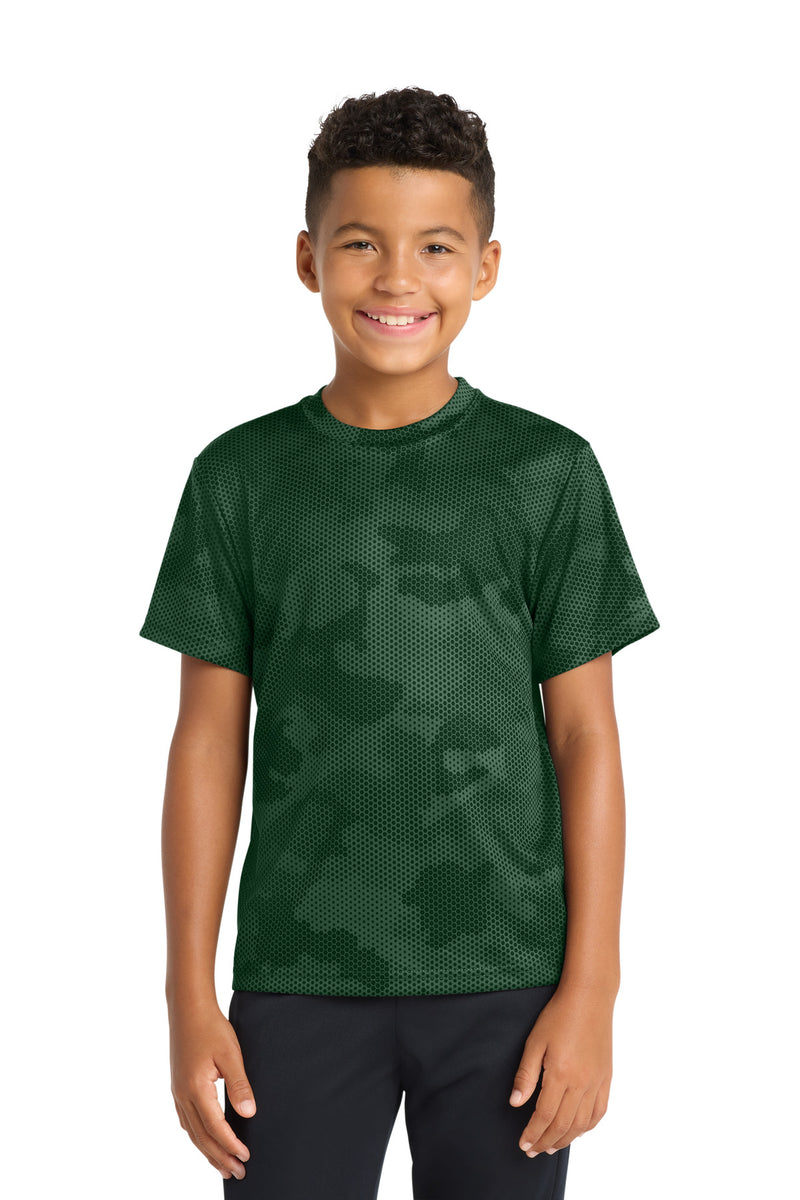 Sport-Tek Youth CamoHex Tee - Forest Green