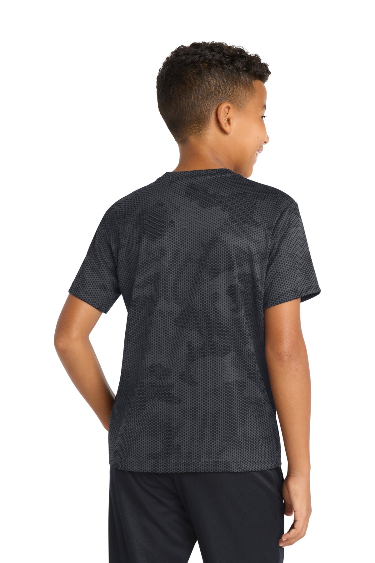 Sport-Tek Youth CamoHex Tee - Iron Grey