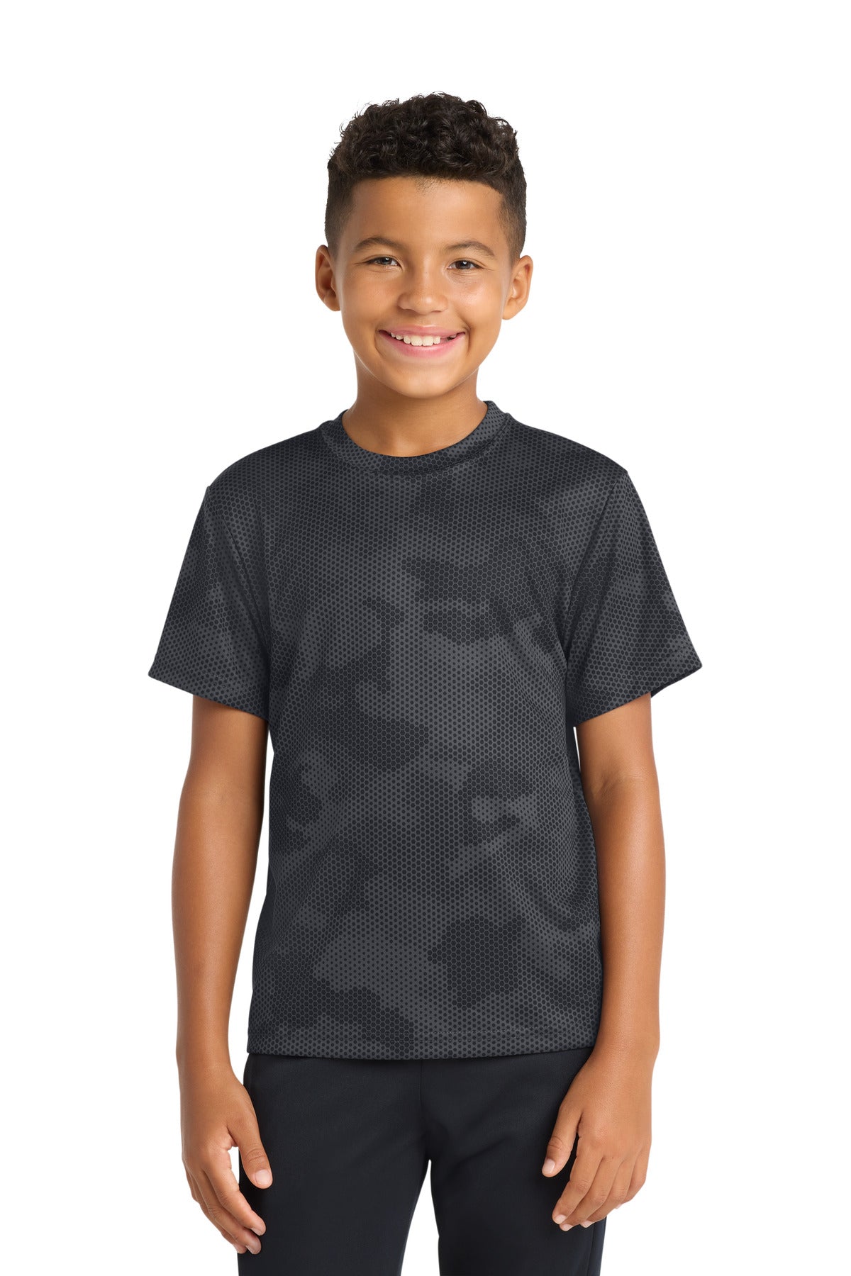 Sport-Tek Youth CamoHex Tee - Iron Grey