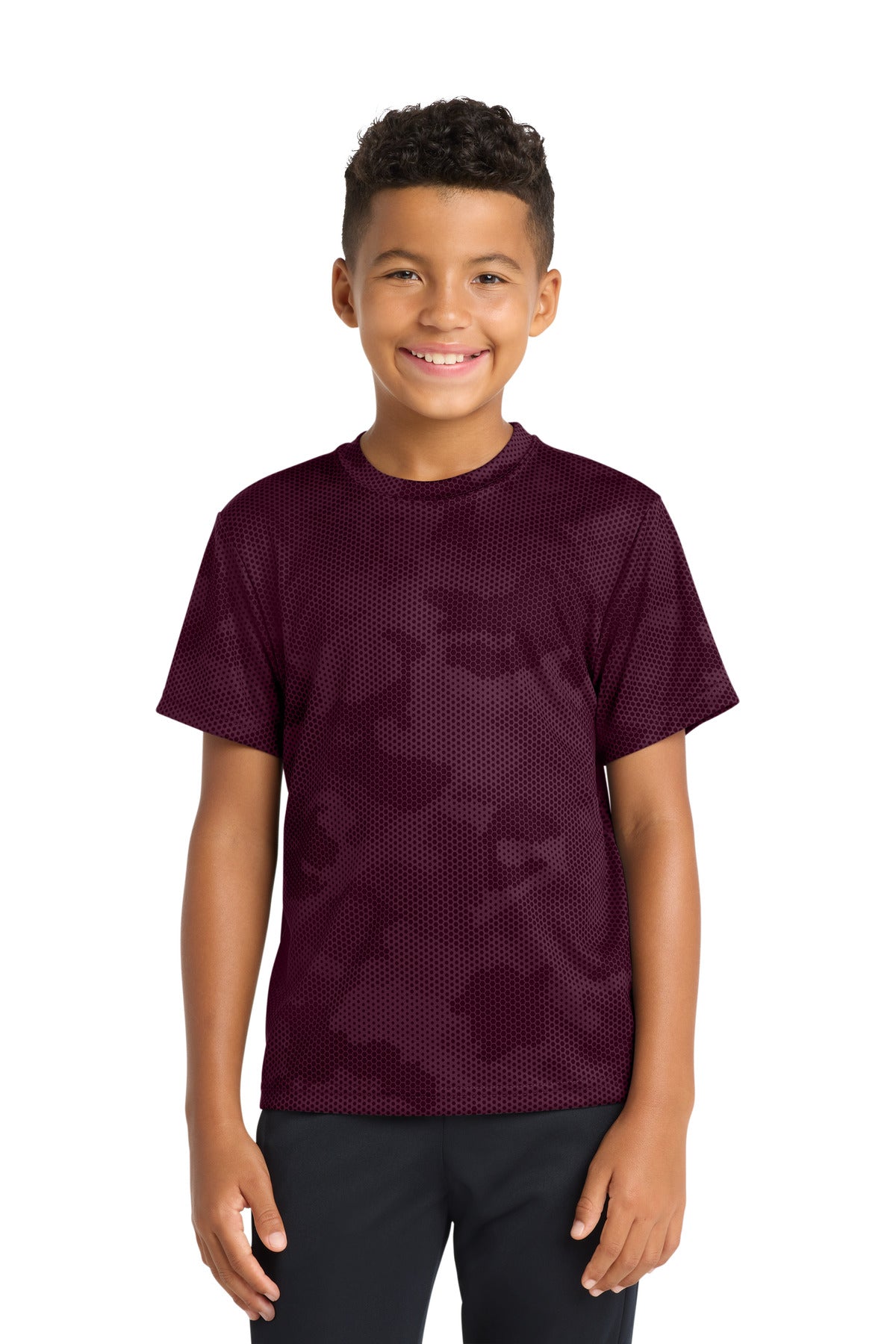 Sport-Tek Youth CamoHex Tee - Maroon