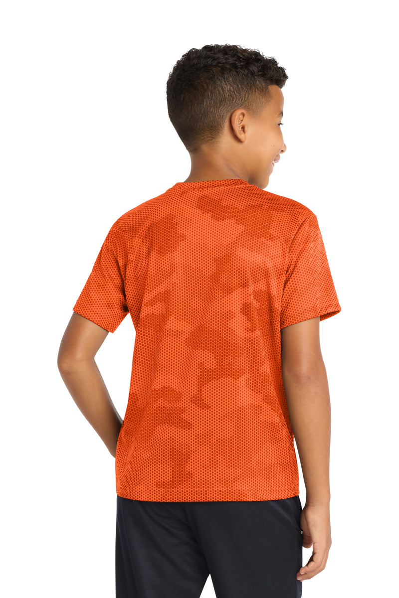 Sport-Tek Youth CamoHex Tee - Neon Orange
