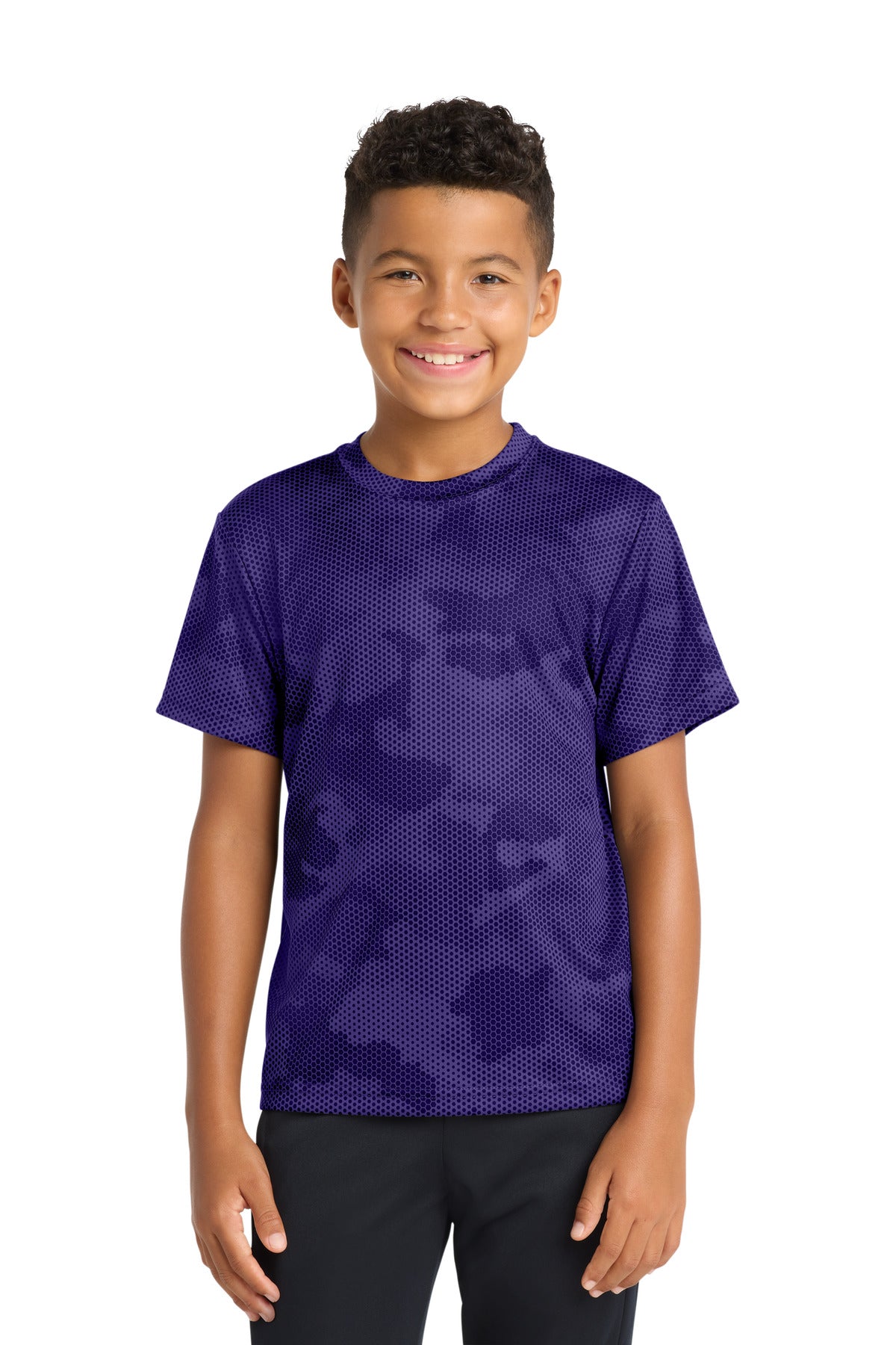 Sport-Tek Youth CamoHex Tee - Purple