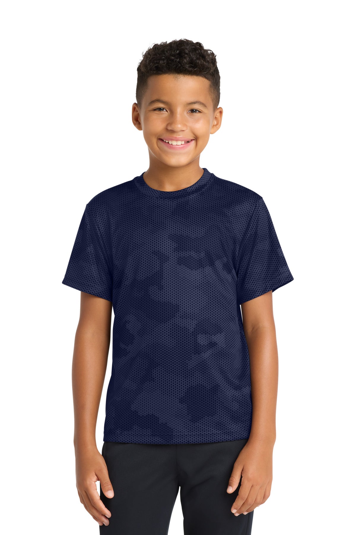 Sport-Tek Youth CamoHex Tee - True Navy