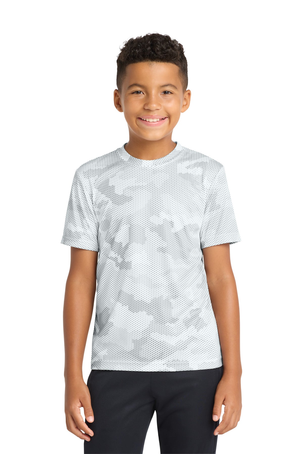 Sport-Tek Youth CamoHex Tee - White