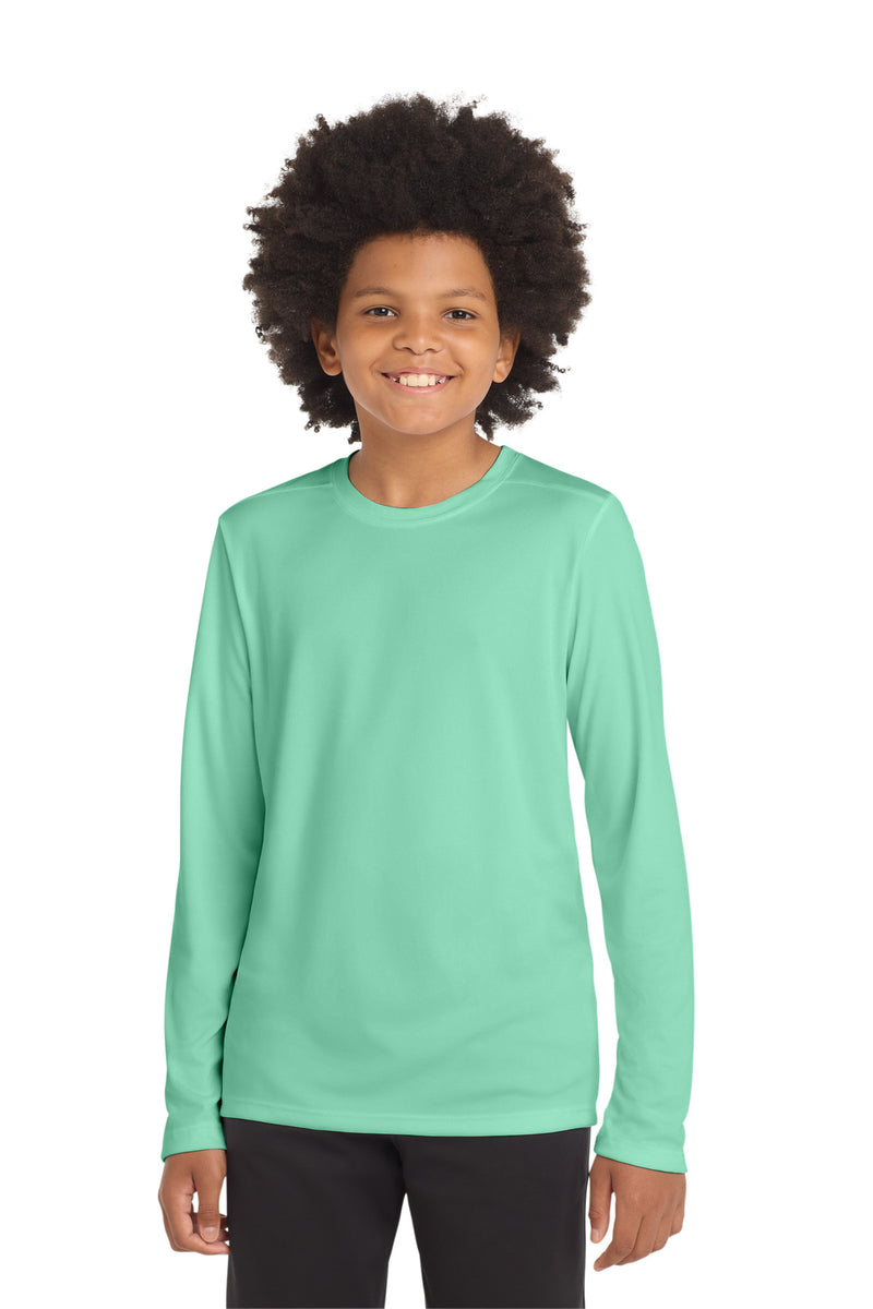 Sport-Tek  Youth Posi-UV Pro Long Sleeve Tee - Bright Seafoam