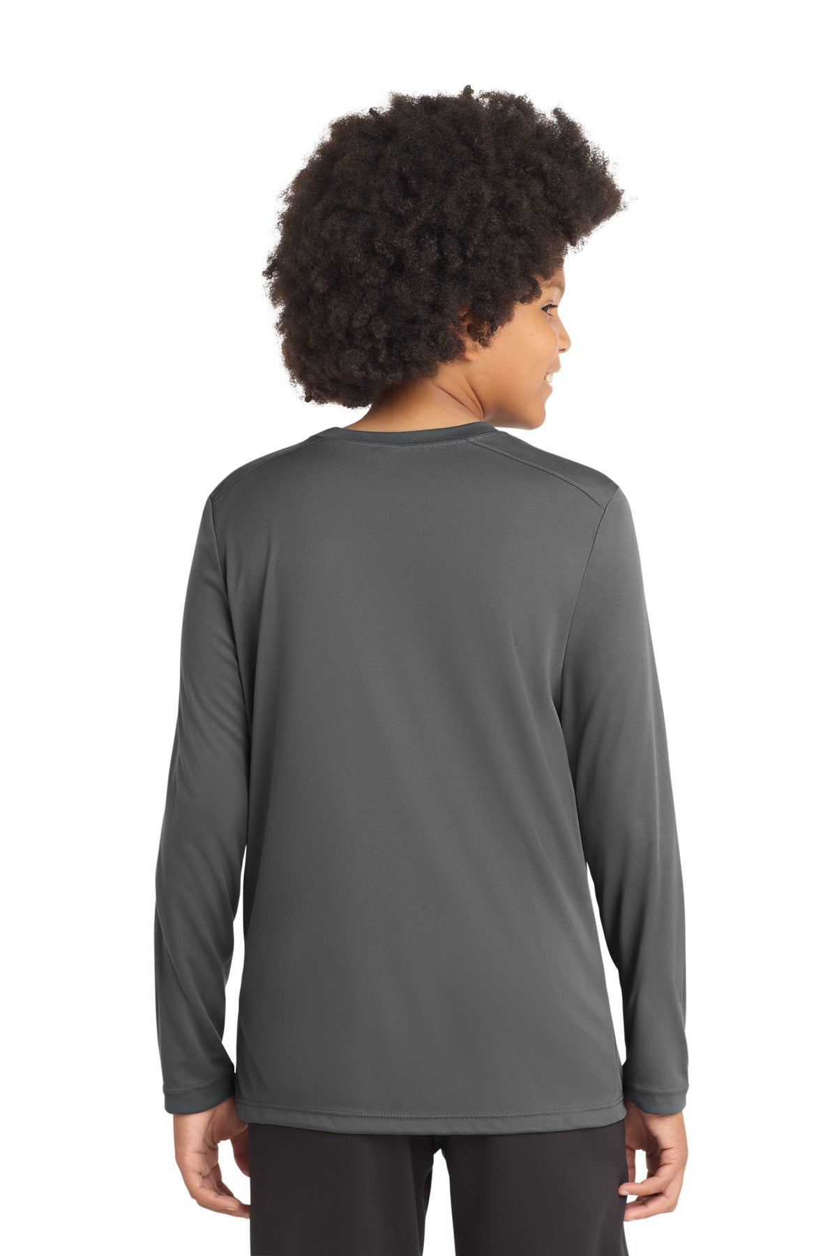 Sport-Tek  Youth Posi-UV Pro Long Sleeve Tee - Dark Smoke Grey