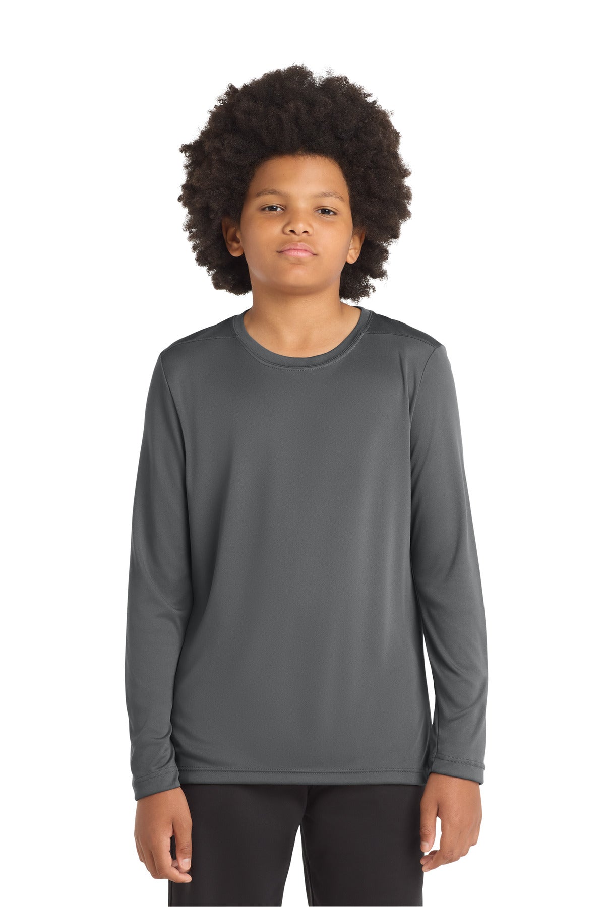 Sport-Tek  Youth Posi-UV Pro Long Sleeve Tee - Dark Smoke Grey