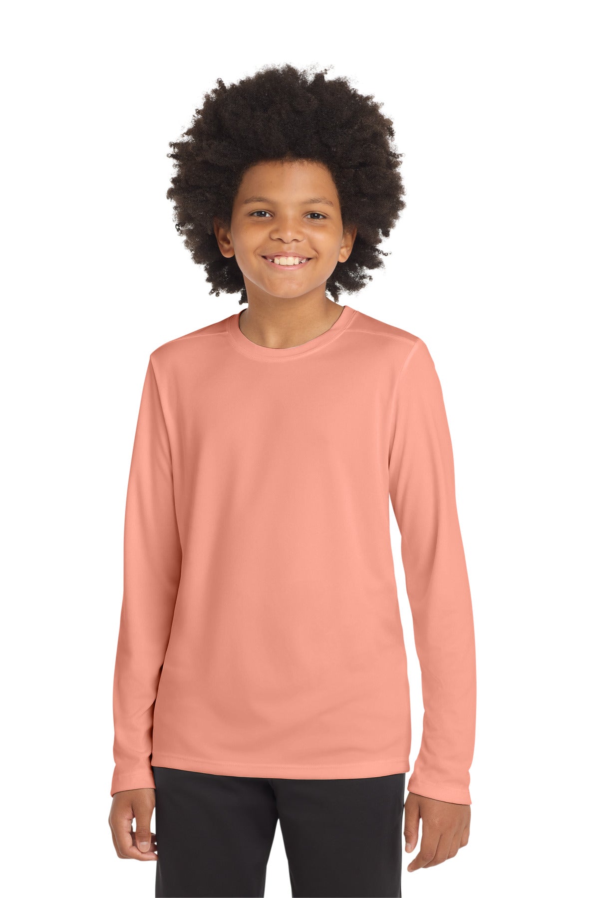 Sport-Tek  Youth Posi-UV Pro Long Sleeve Tee - Soft Coral