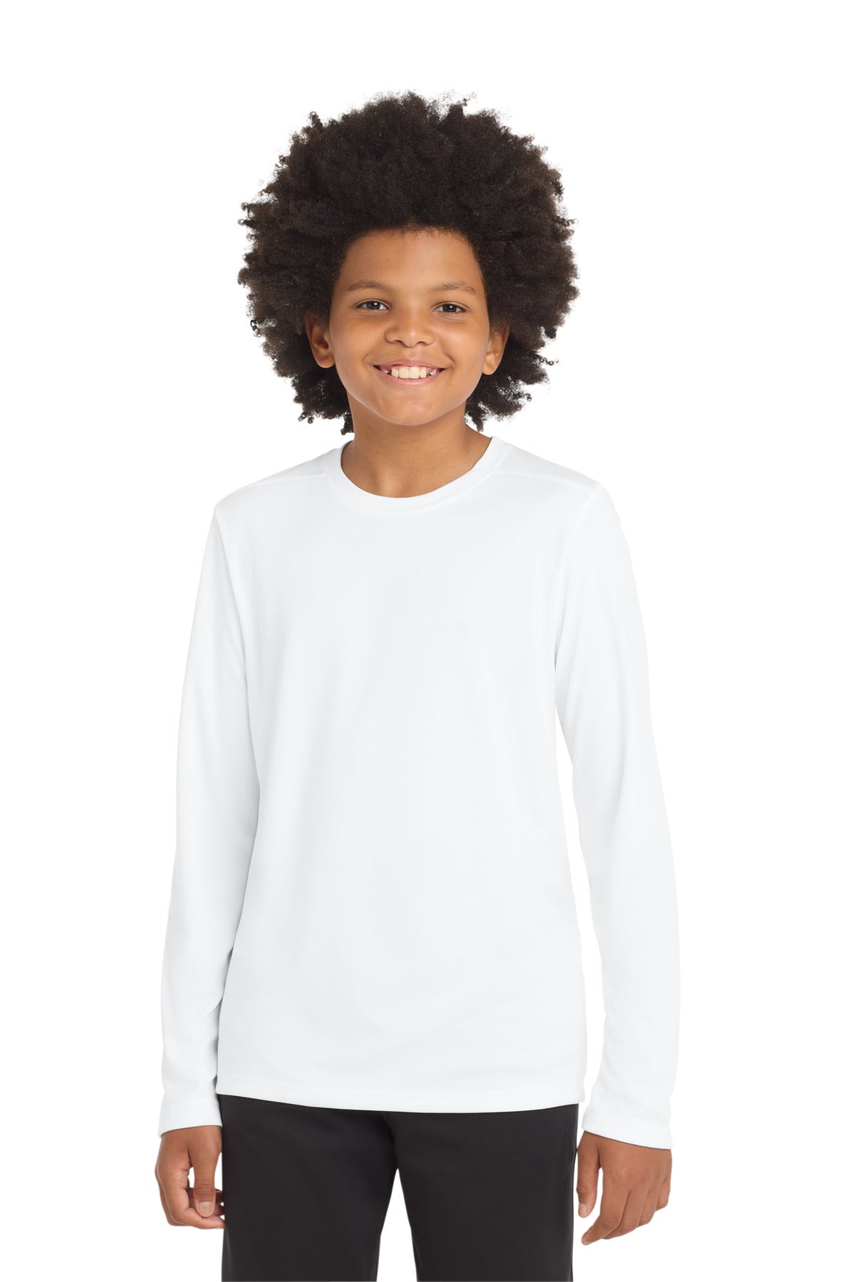 Sport-Tek  Youth Posi-UV Pro Long Sleeve Tee - White