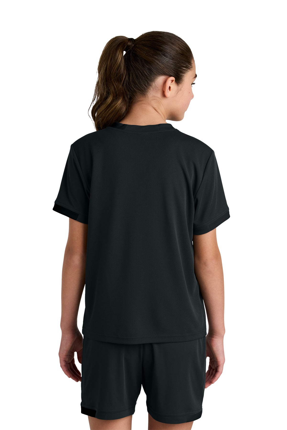 Sport-Tek Youth Club Short Sleeve Crew - Black/ Black