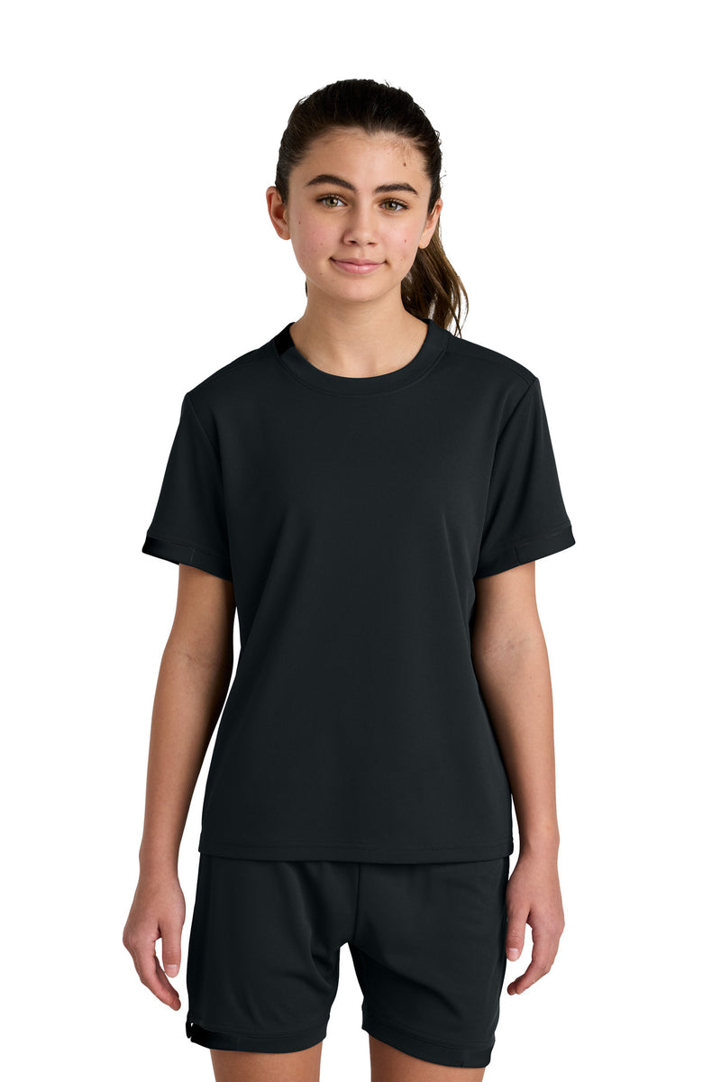 Sport-Tek Youth Club Short Sleeve Crew - Black/ Black