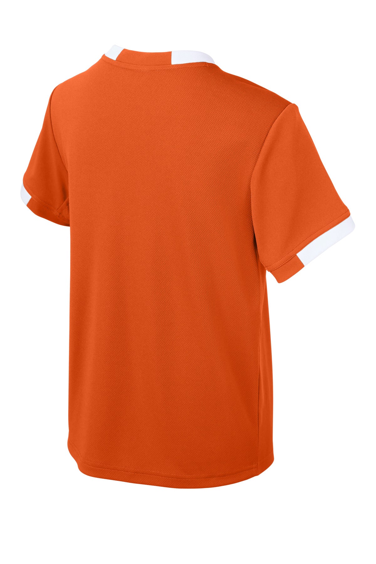 Sport-Tek Youth Club Short Sleeve Crew - Deep Orange/ White