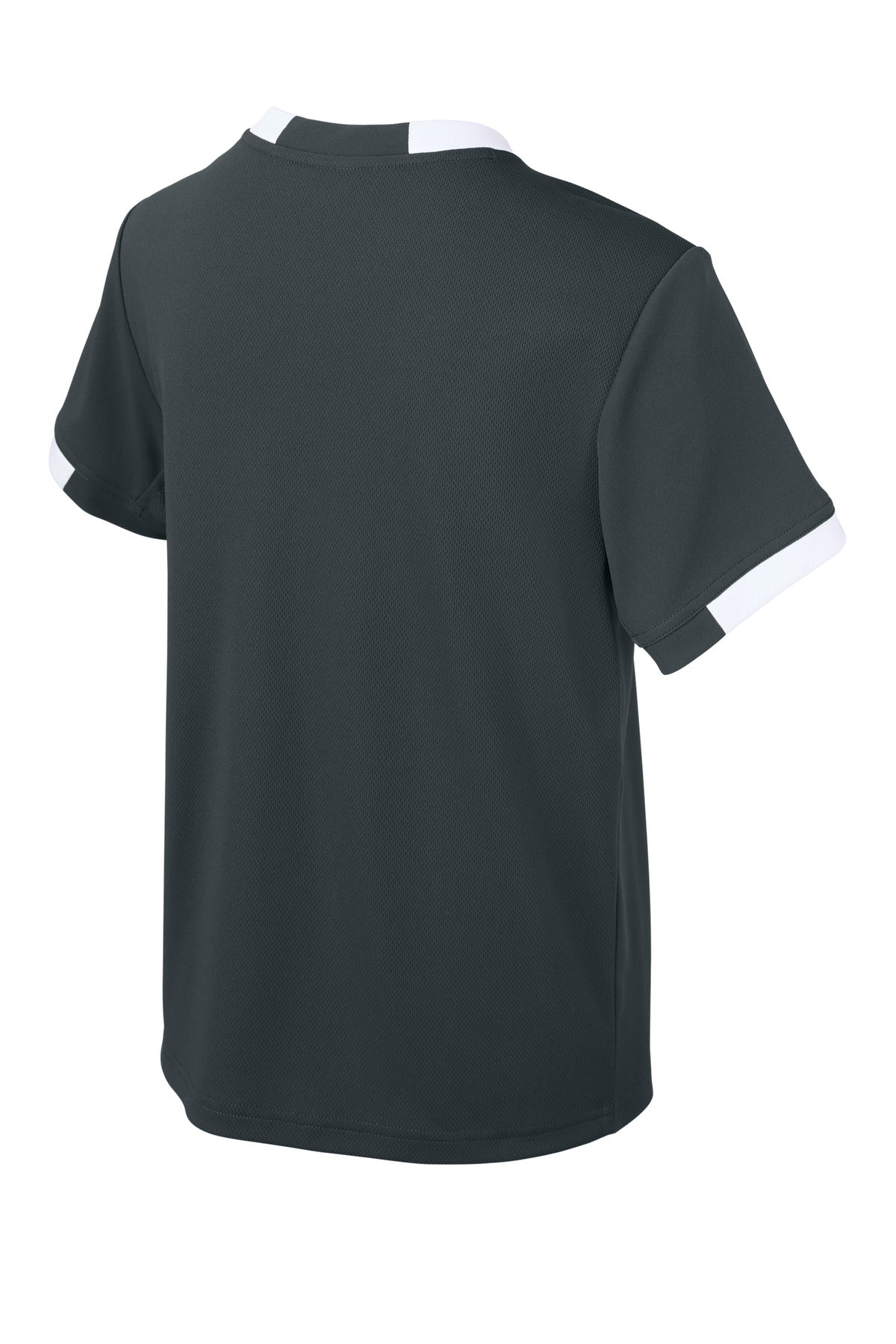 Sport-Tek Youth Club Short Sleeve Crew - Iron Grey/ White