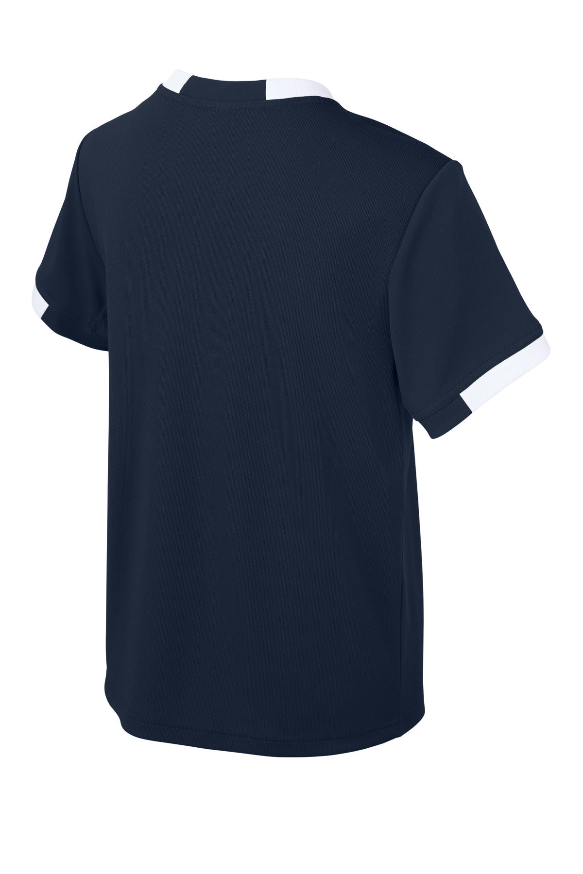 Sport-Tek Youth Club Short Sleeve Crew - True Navy/ White