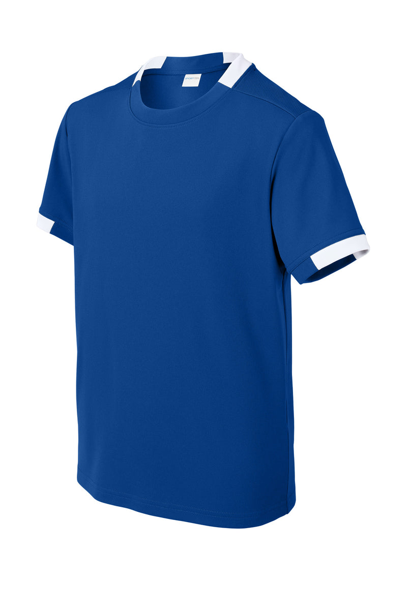 Sport-Tek Youth Club Short Sleeve Crew - True Royal/ White