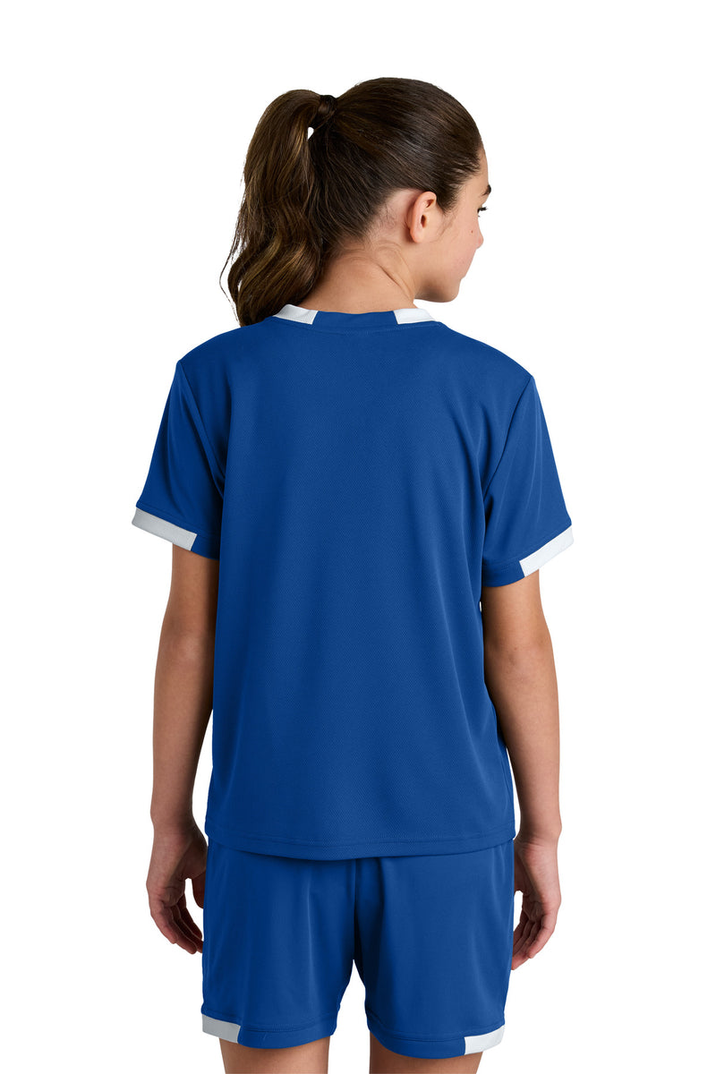 Sport-Tek Youth Club Short Sleeve Crew - True Royal/ White