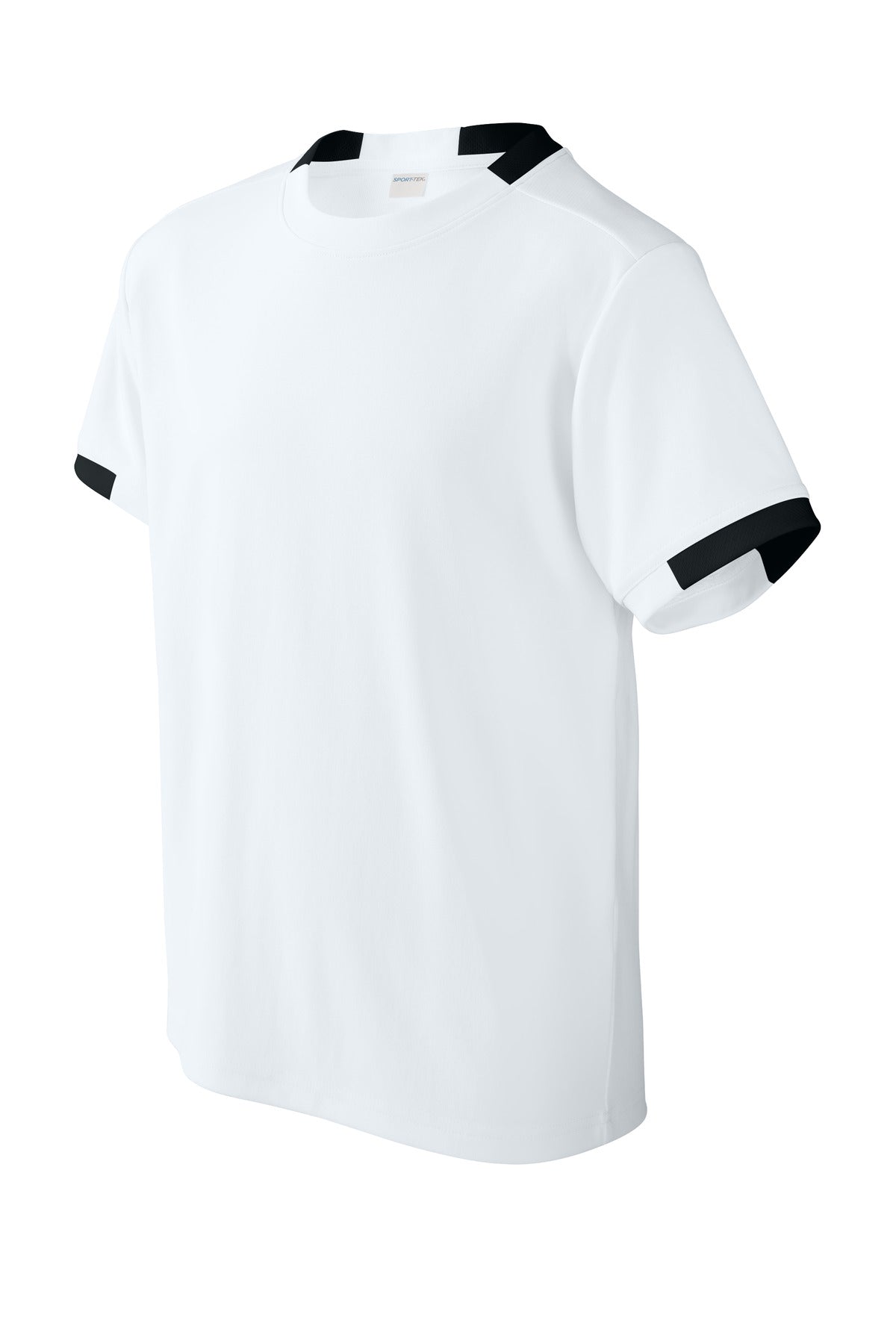 Sport-Tek Youth Club Short Sleeve Crew - White/ Black