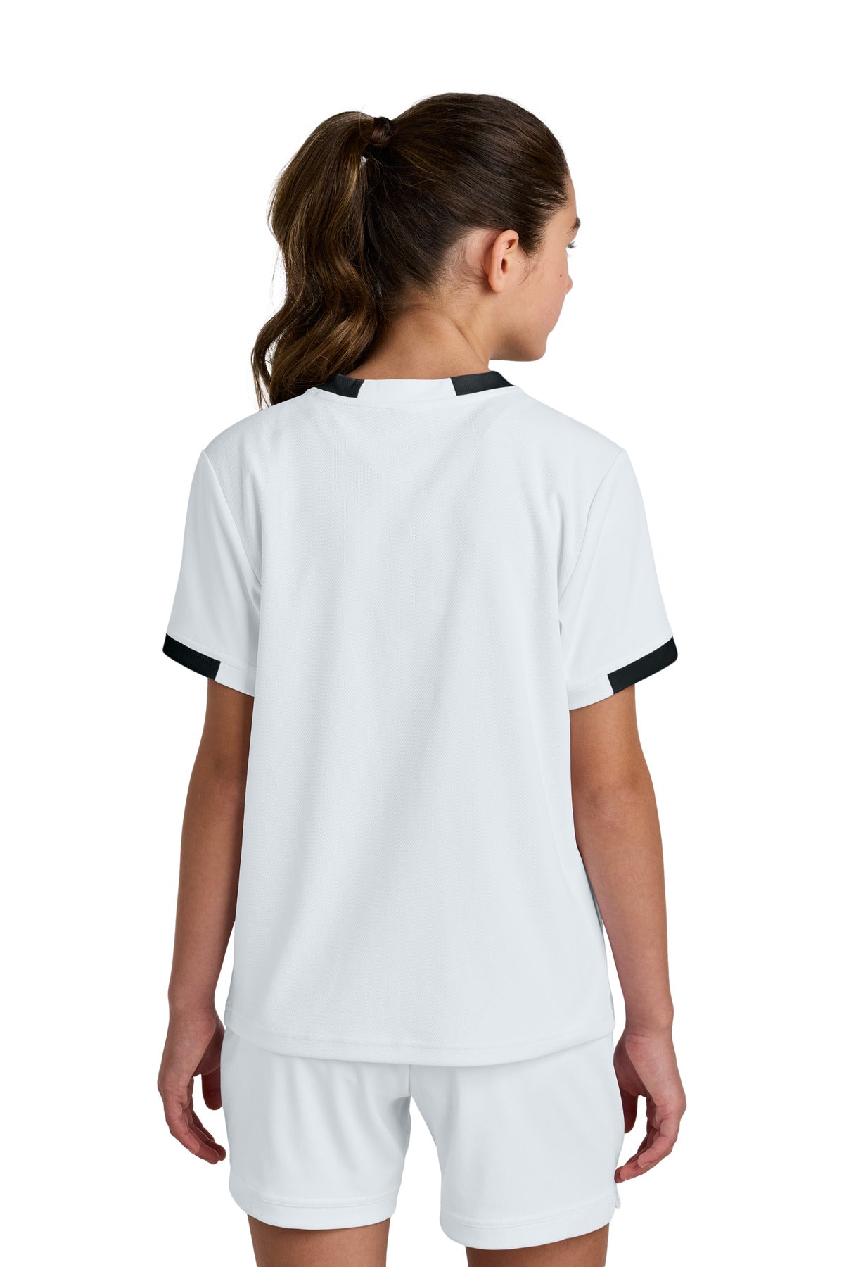 Sport-Tek Youth Club Short Sleeve Crew - White/ Black