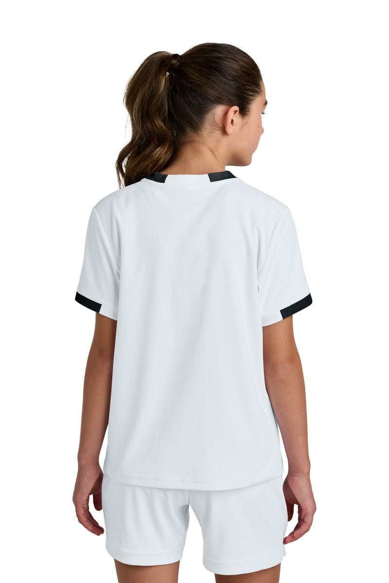 Sport-Tek Youth Club Short Sleeve Crew - White/ Black