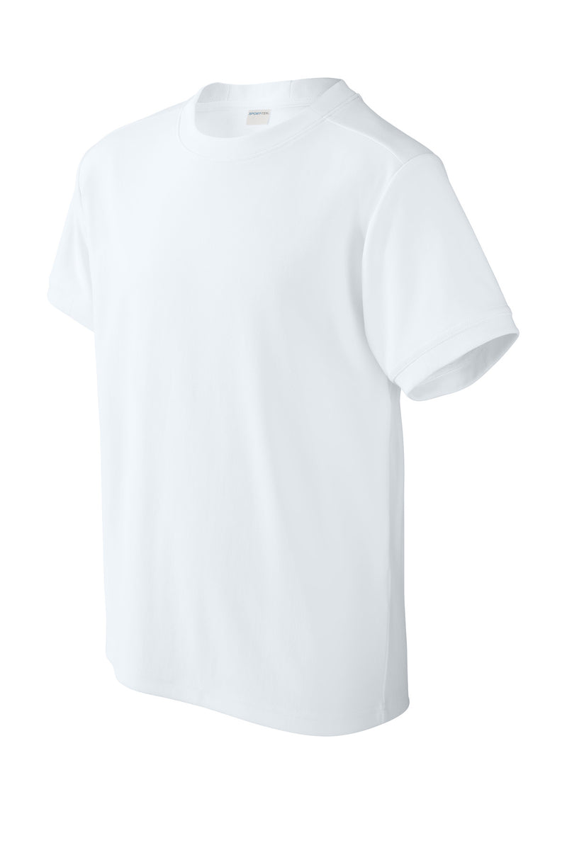 Sport-Tek Youth Club Short Sleeve Crew - White/ White