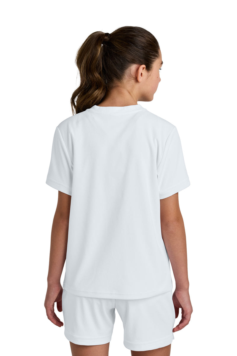 Sport-Tek Youth Club Short Sleeve Crew - White/ White