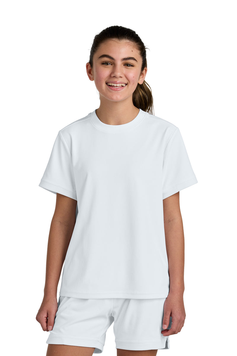 Sport-Tek Youth Club Short Sleeve Crew - White/ White