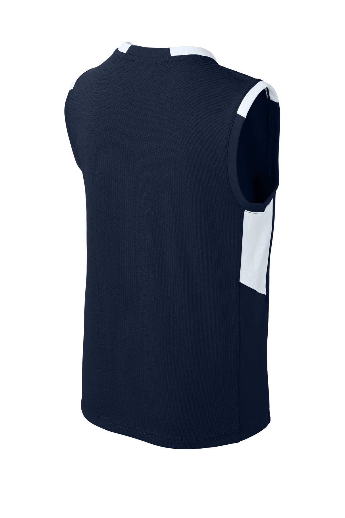 Sport-Tek Youth Club Sleeveless V-Neck - True Navy/ White