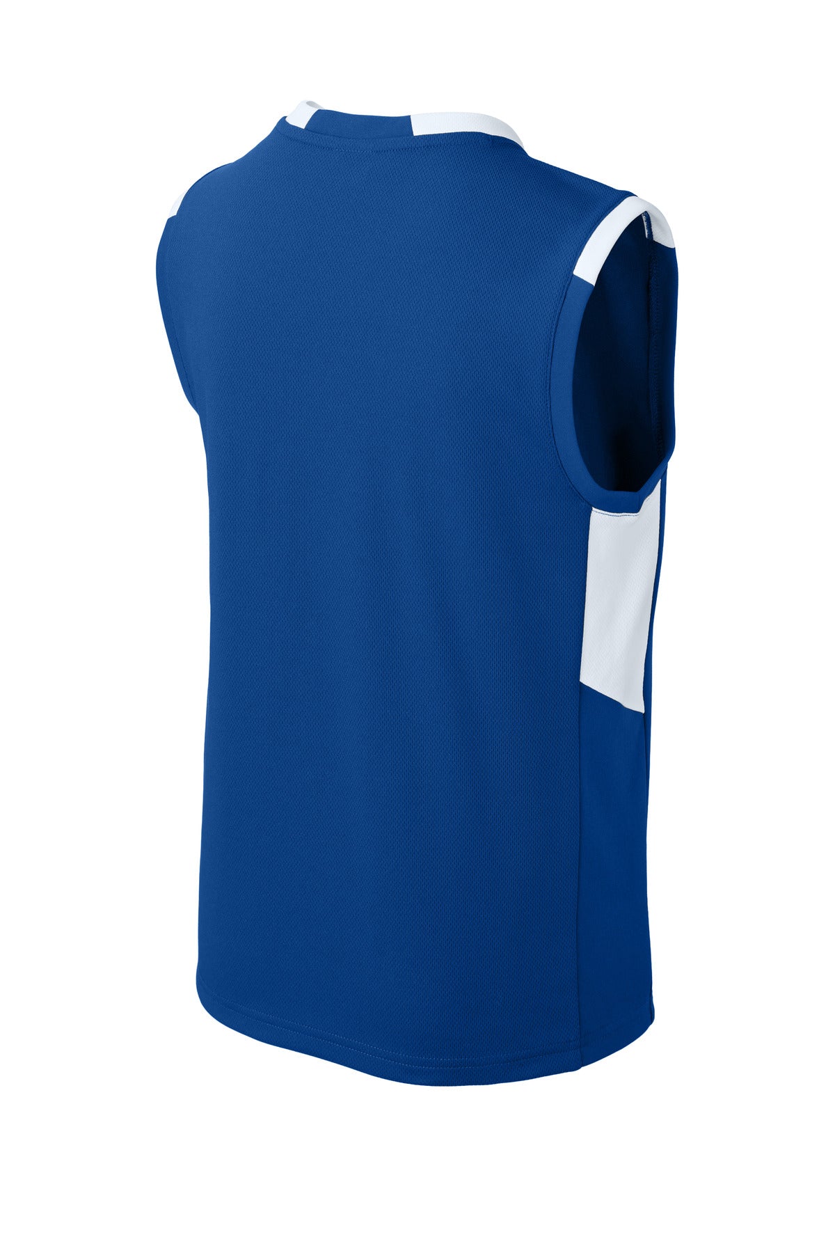 Sport-Tek Youth Club Sleeveless V-Neck - True Royal/ White