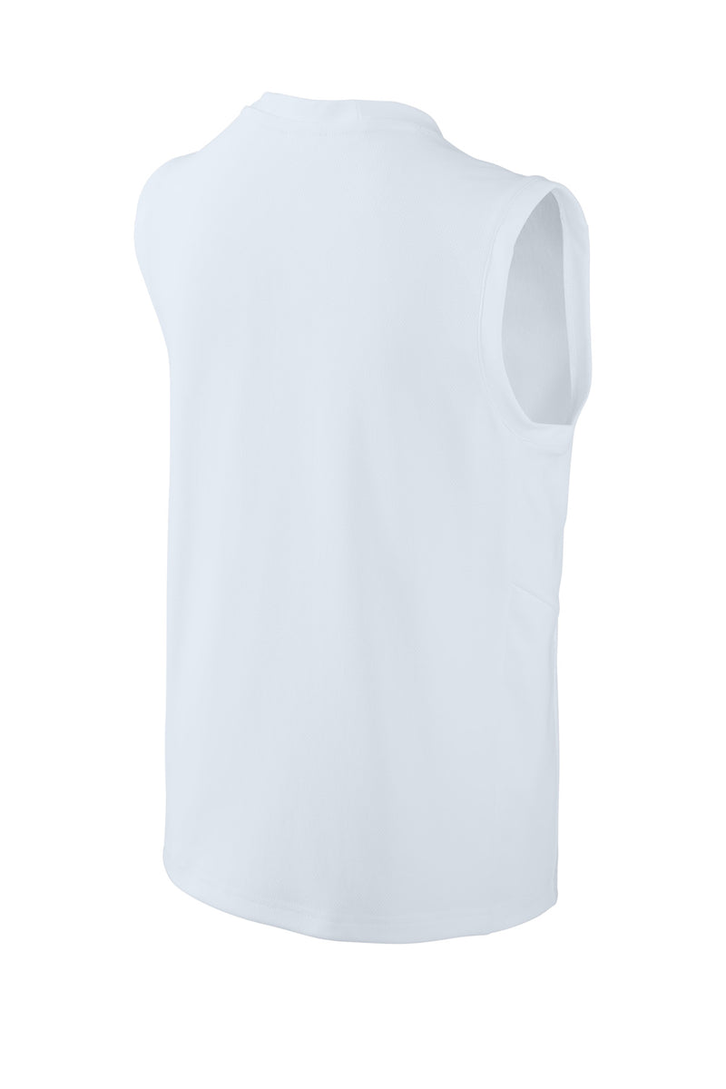 Sport-Tek Youth Club Sleeveless V-Neck - White/ White