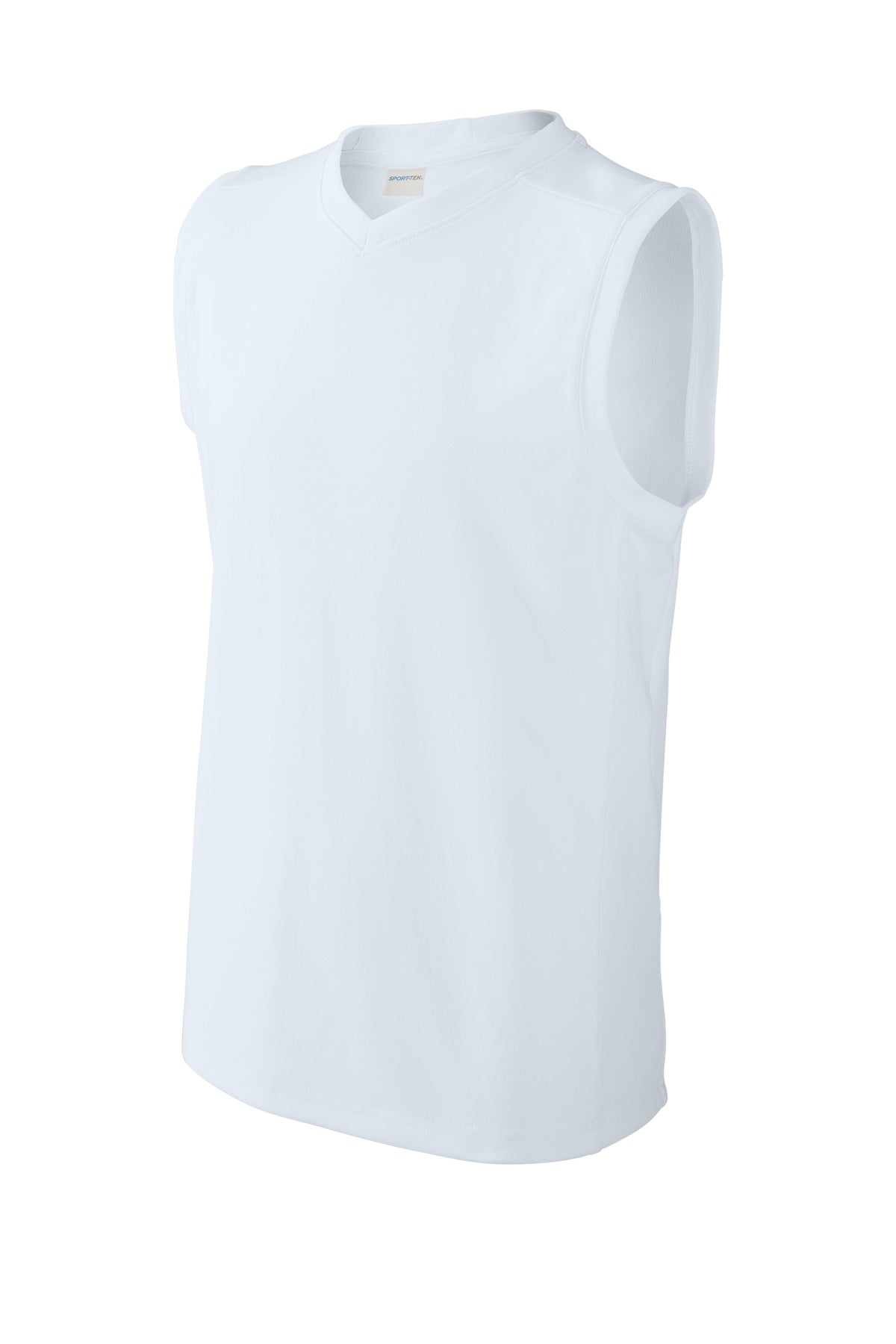 Sport-Tek Youth Club Sleeveless V-Neck - White/ White