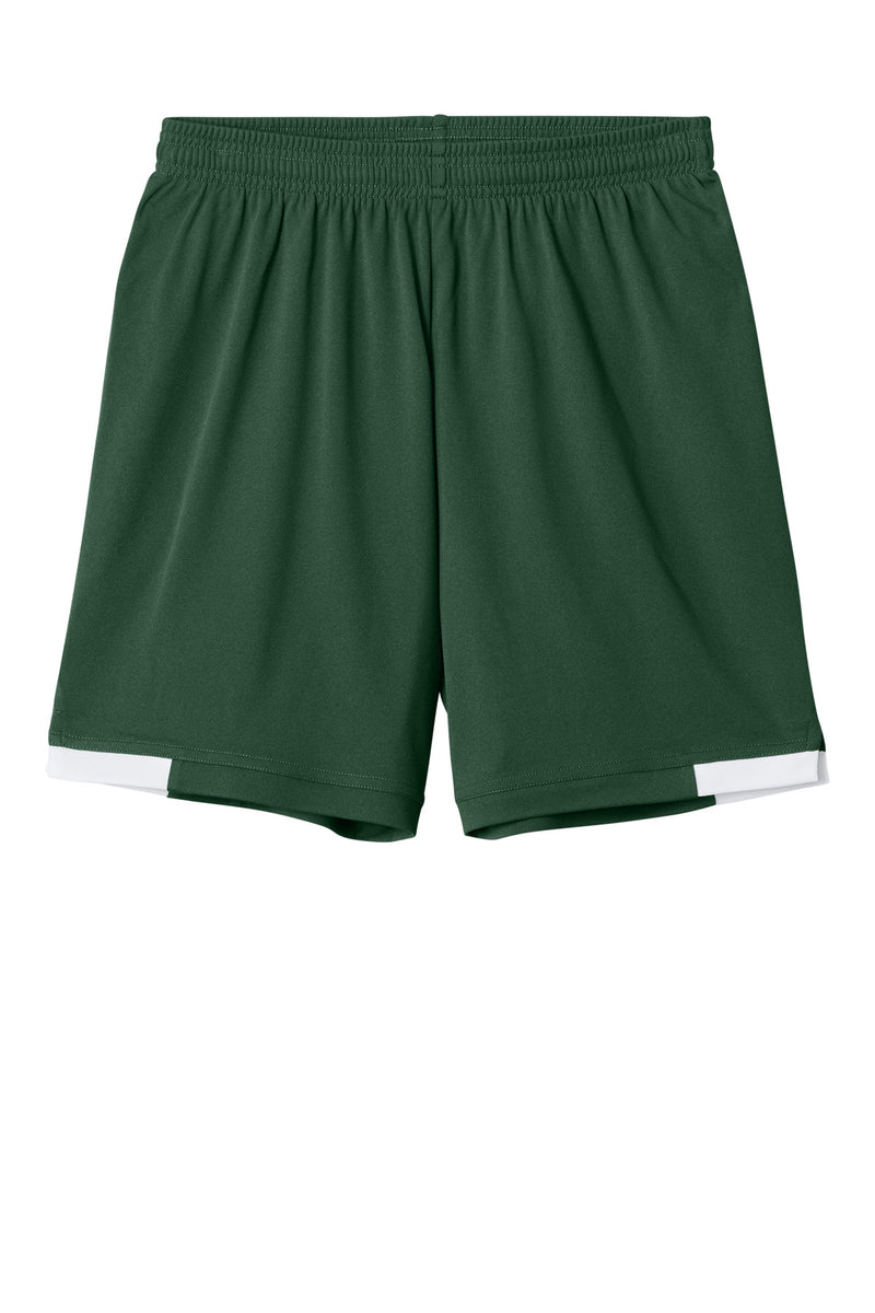 Sport-Tek Youth Club 5  Short - Forest Green/ White