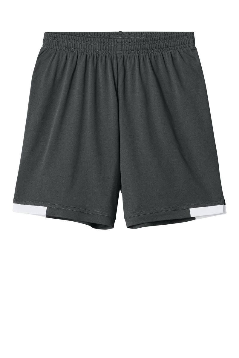 Sport-Tek Youth Club 5  Short - Iron Grey/ White