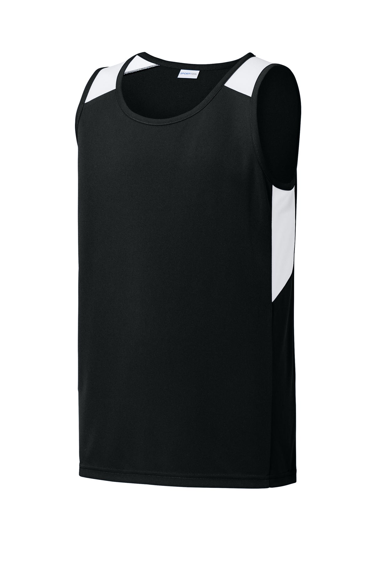 Sport-Tek Youth Club Track Tank - Black/ White