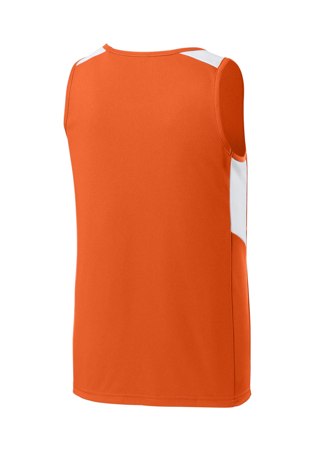 Sport-Tek Youth Club Track Tank - Deep Orange/ White