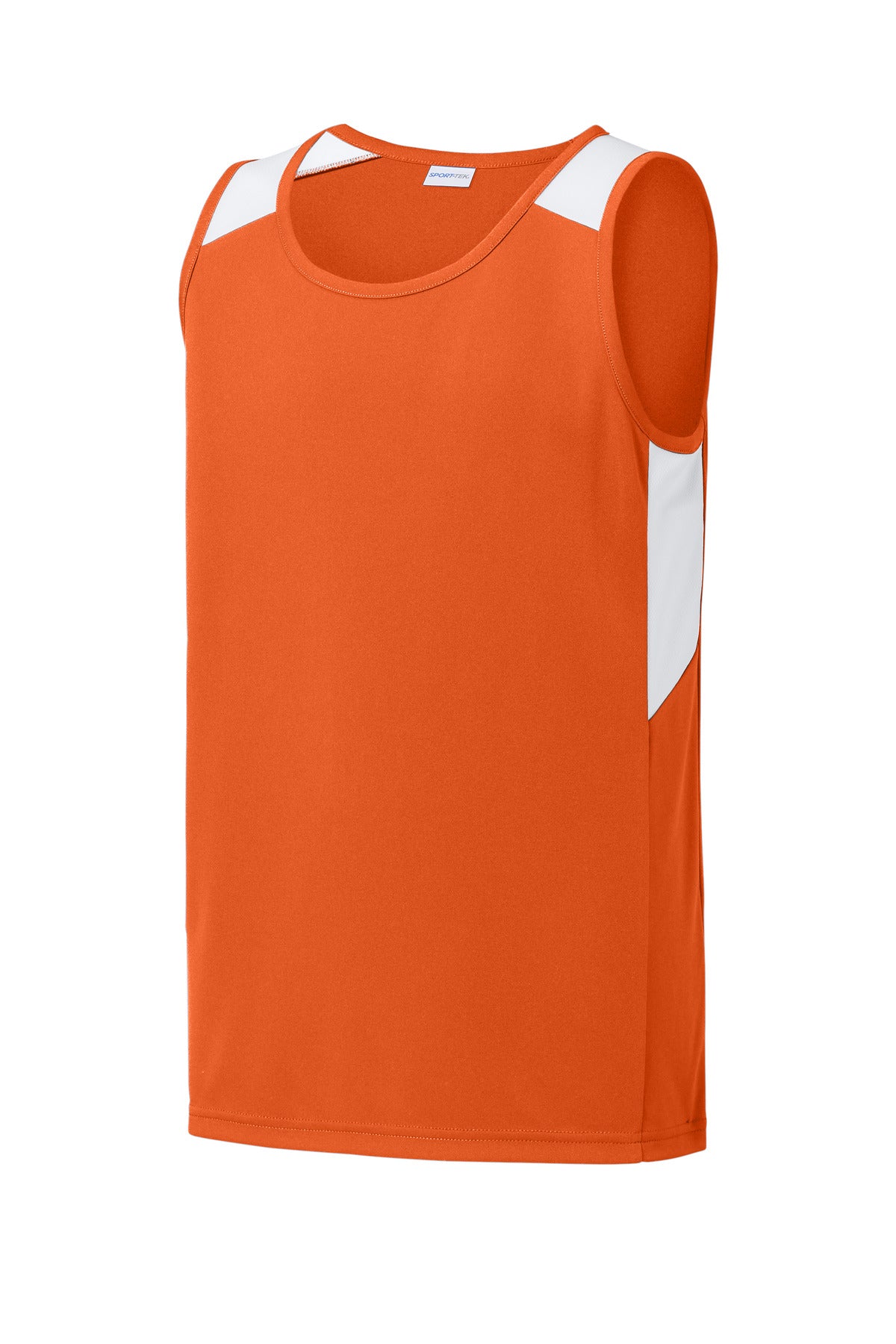 Sport-Tek Youth Club Track Tank - Deep Orange/ White